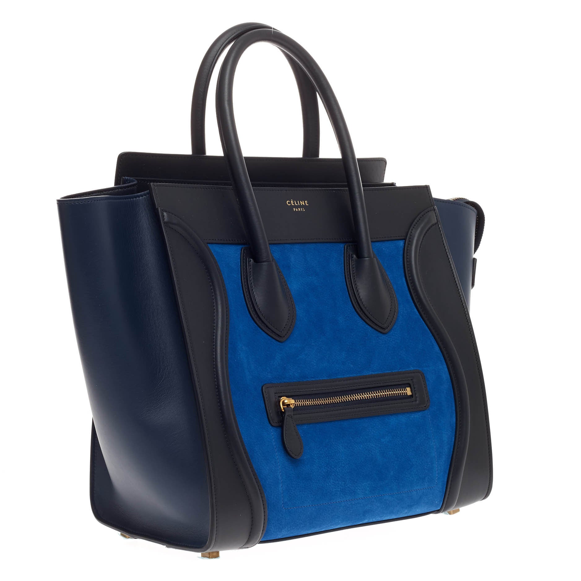 Tricolor Luggage Handbag Nubuck Mini