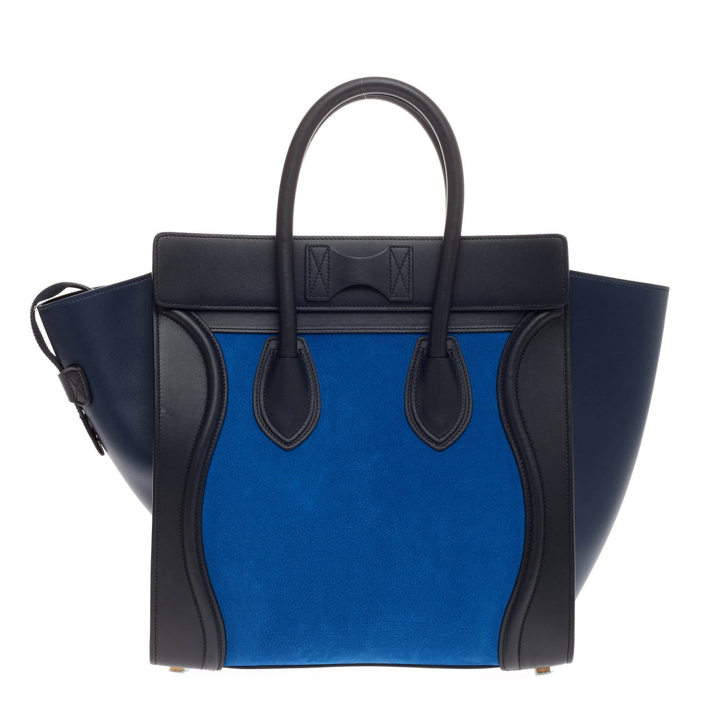 Tricolor Luggage Handbag Nubuck Mini