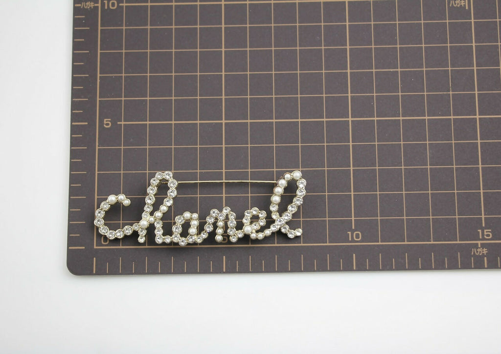 Chanel B19K Rhinestone English Word ‘CHANEL’ Brooch