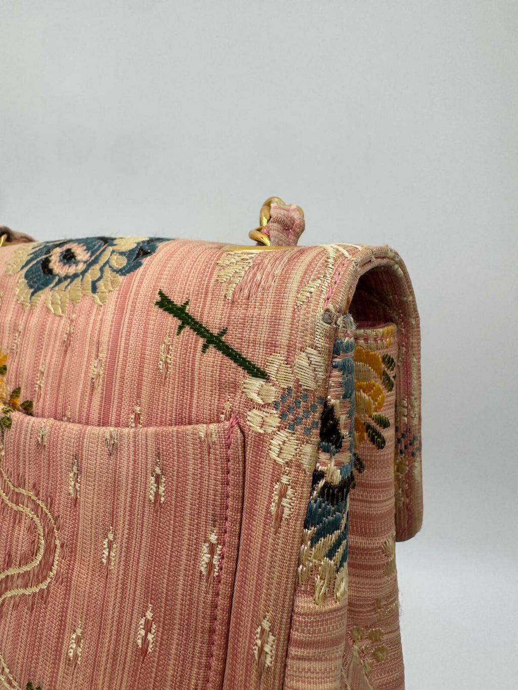 Chanel Vintage Pink Brocade Mini Square