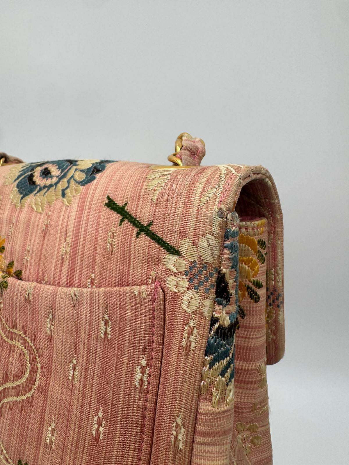 Chanel Vintage Pink Brocade Mini Square