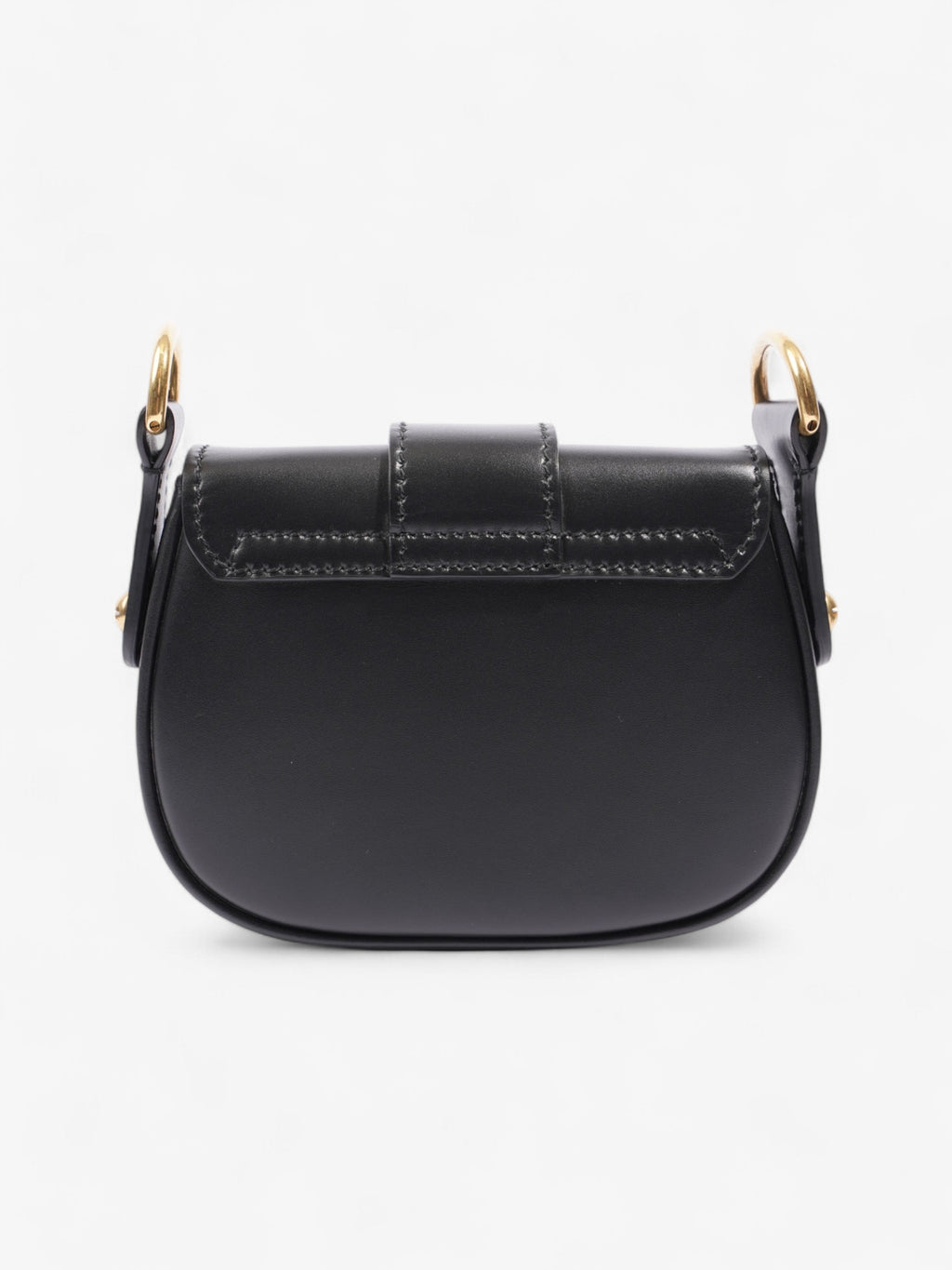 Christian Dior D Fence Saddle Bag Black Calfskin Leather Mini