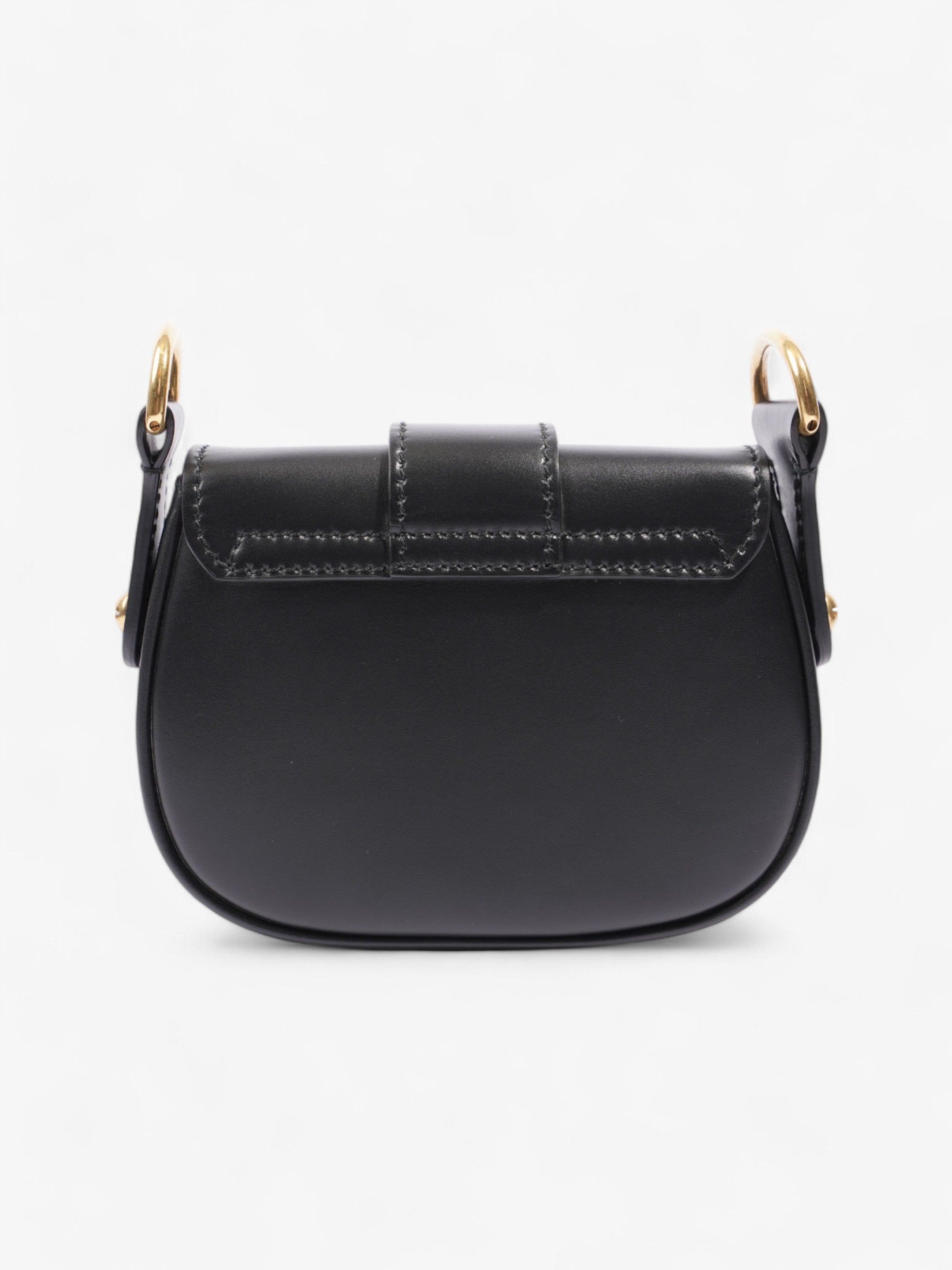 Christian Dior D Fence Saddle Bag Black Calfskin Leather Mini
