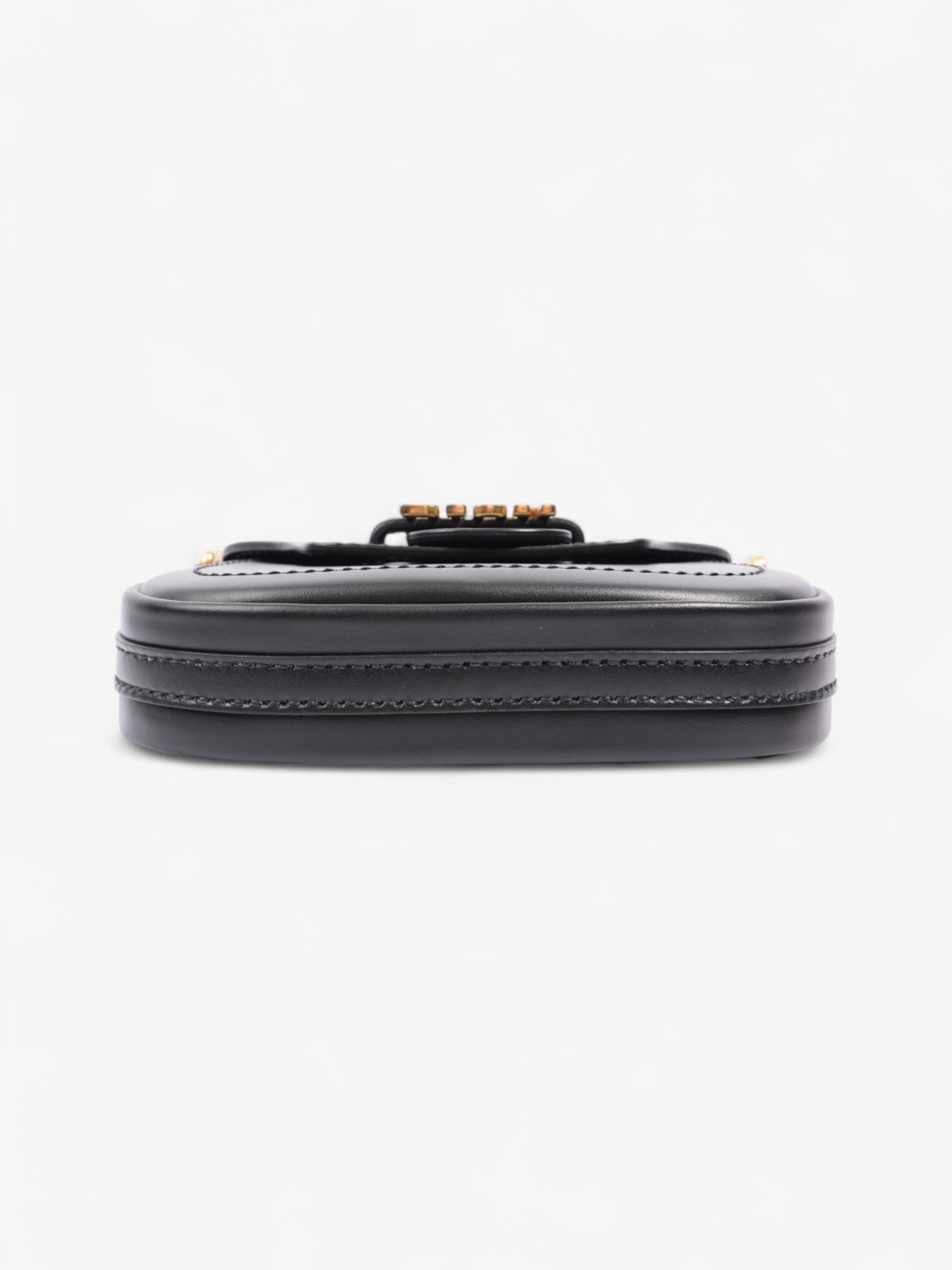 Christian Dior D Fence Saddle Bag Black Calfskin Leather Mini