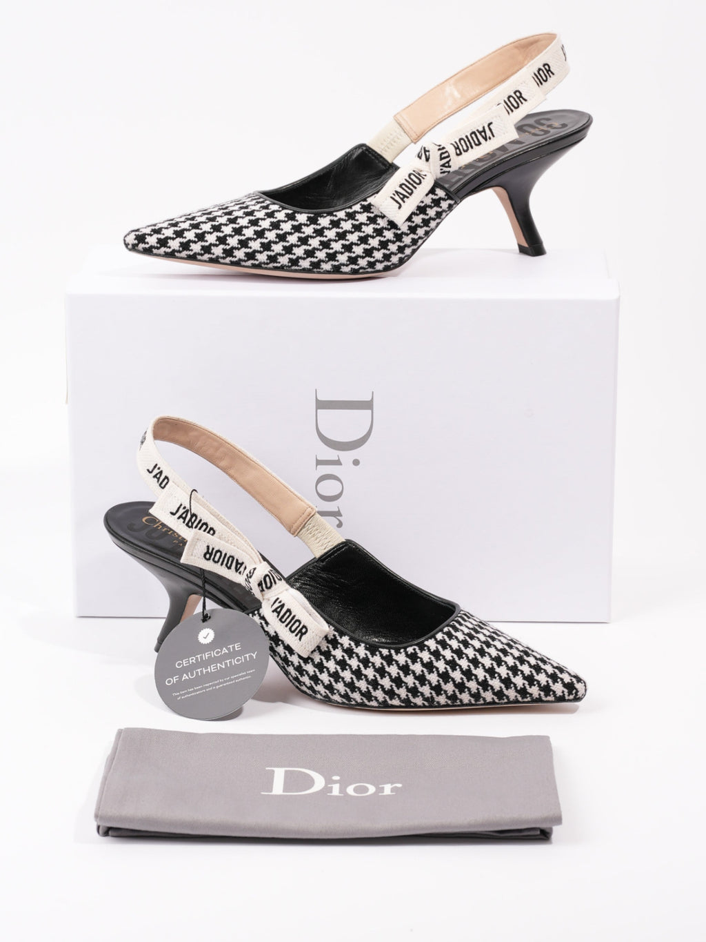 Christian Dior J'ADIOR Slingback Pumps 65 Black / White Tweed EU 40 UK 7