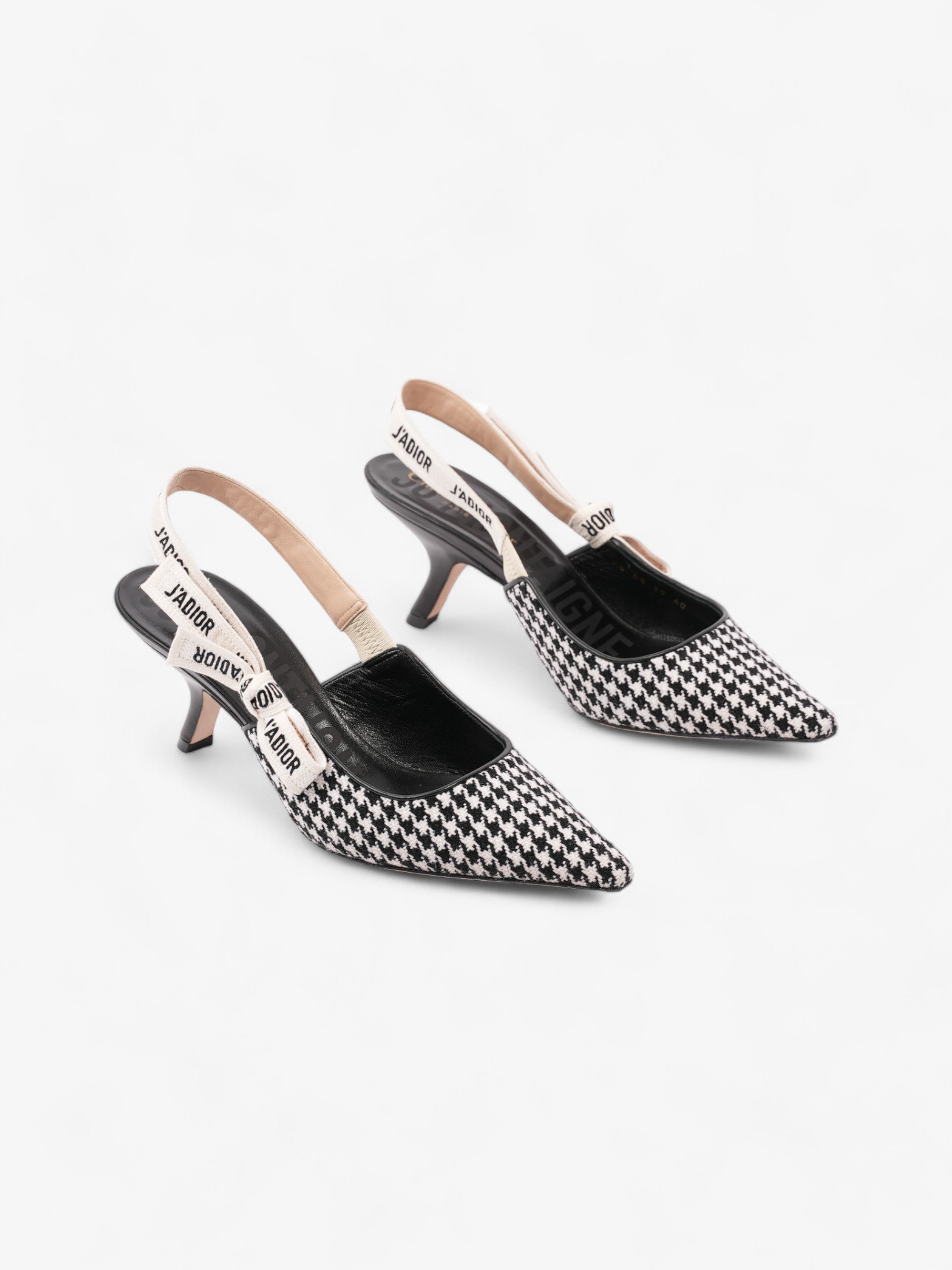 Christian Dior J'ADIOR Slingback Pumps 65 Black / White Tweed EU 40 UK 7