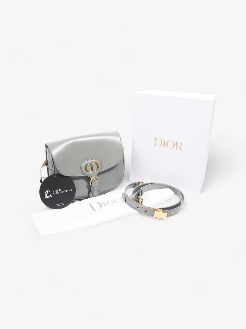 Christian Dior Bobby Grey Calfskin Leather Medium