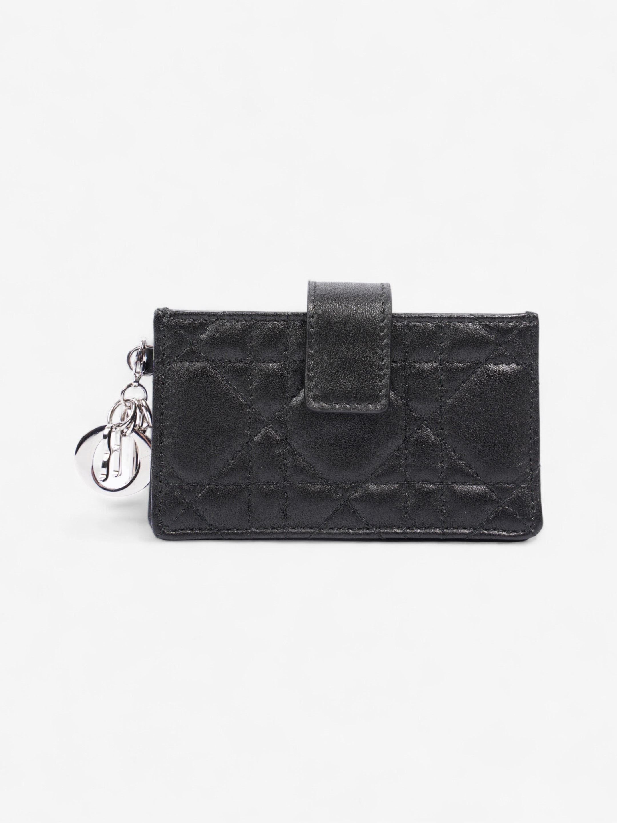 Christian Dior Lady Dior Jasmine  Holder Black / Silver Lambskin Leather