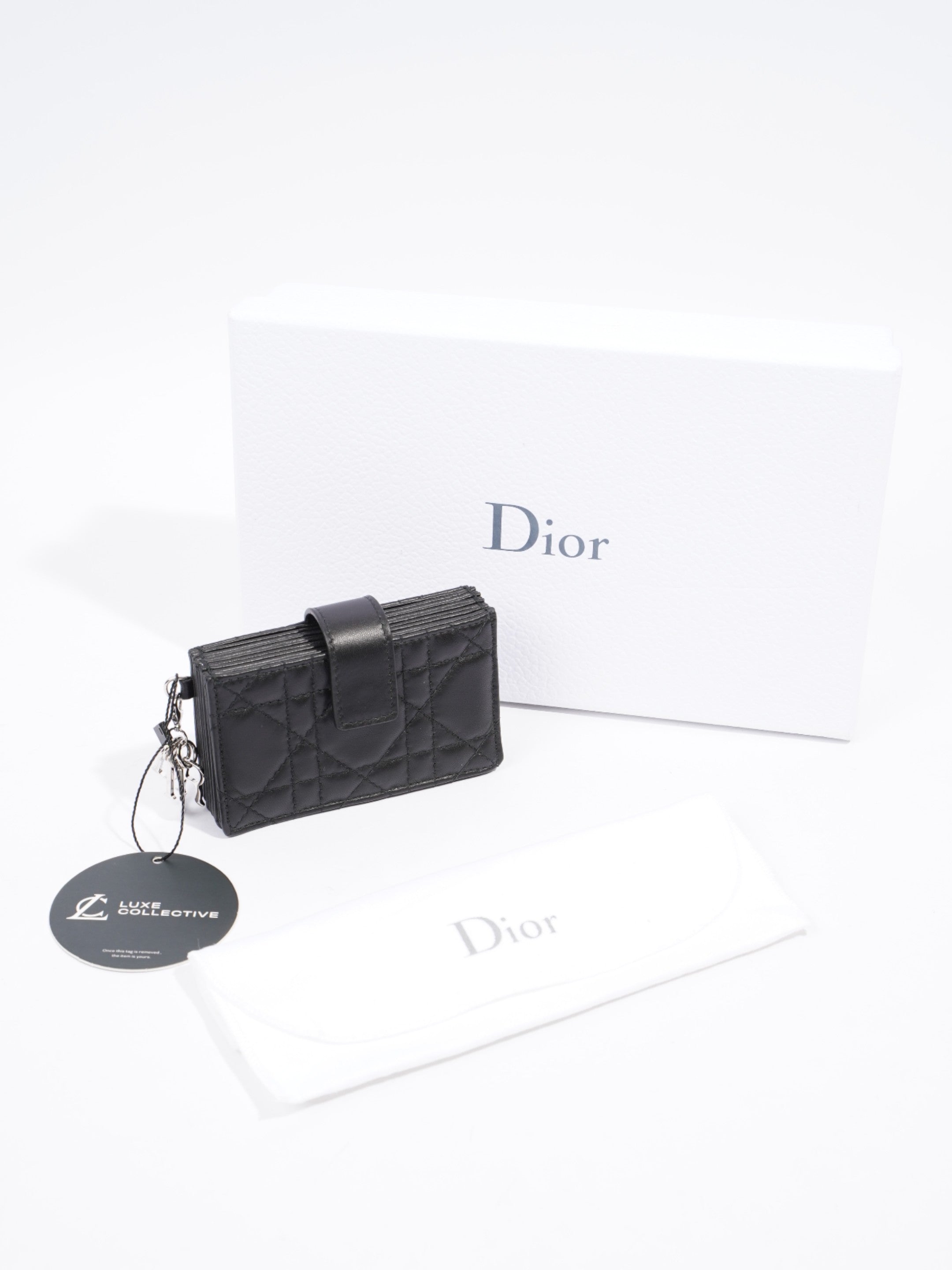 Christian Dior Lady Dior Jasmine  Holder Black / Silver Lambskin Leather