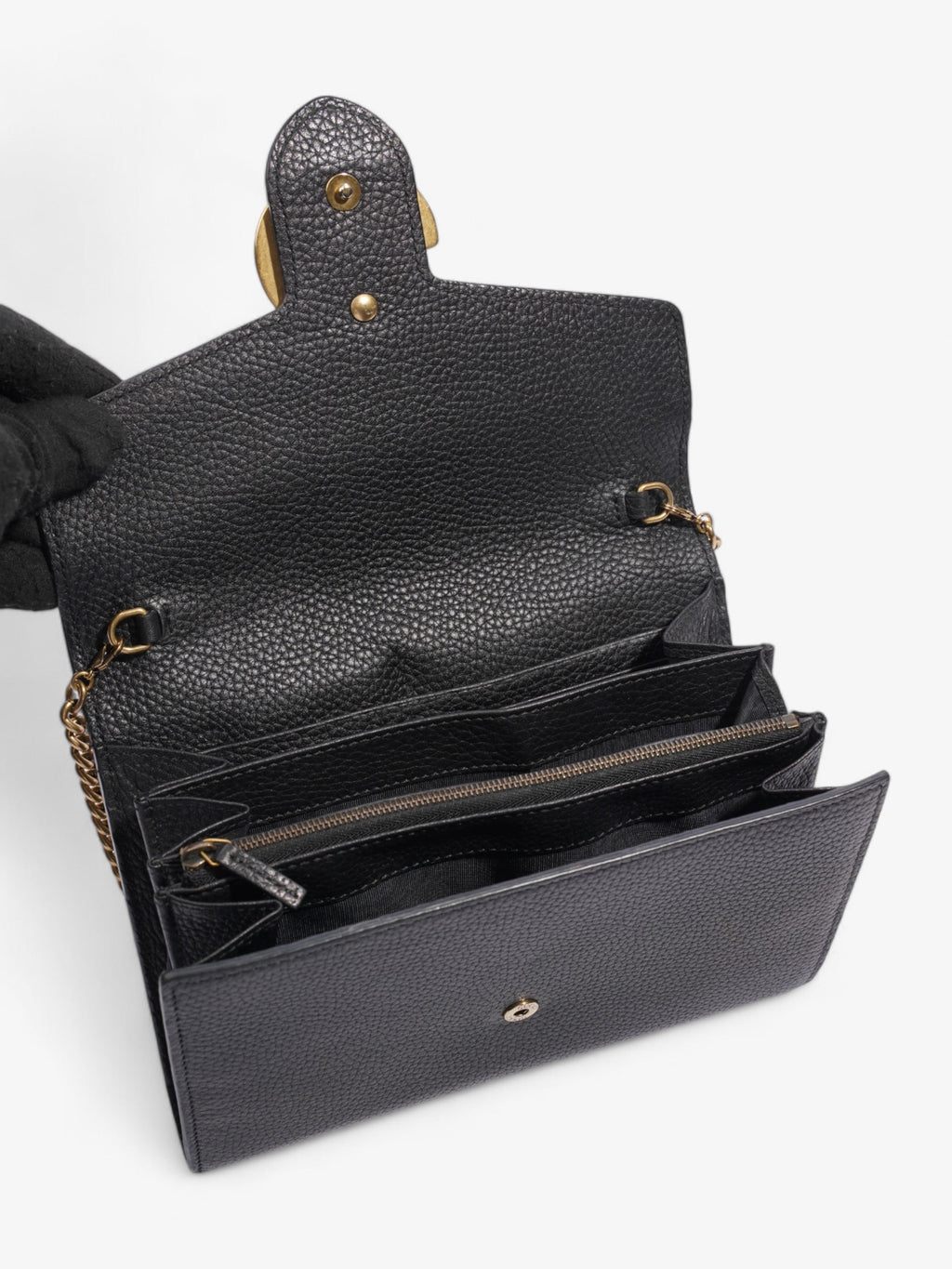 Gucci GG Marmont Chain Wallet Black Leather