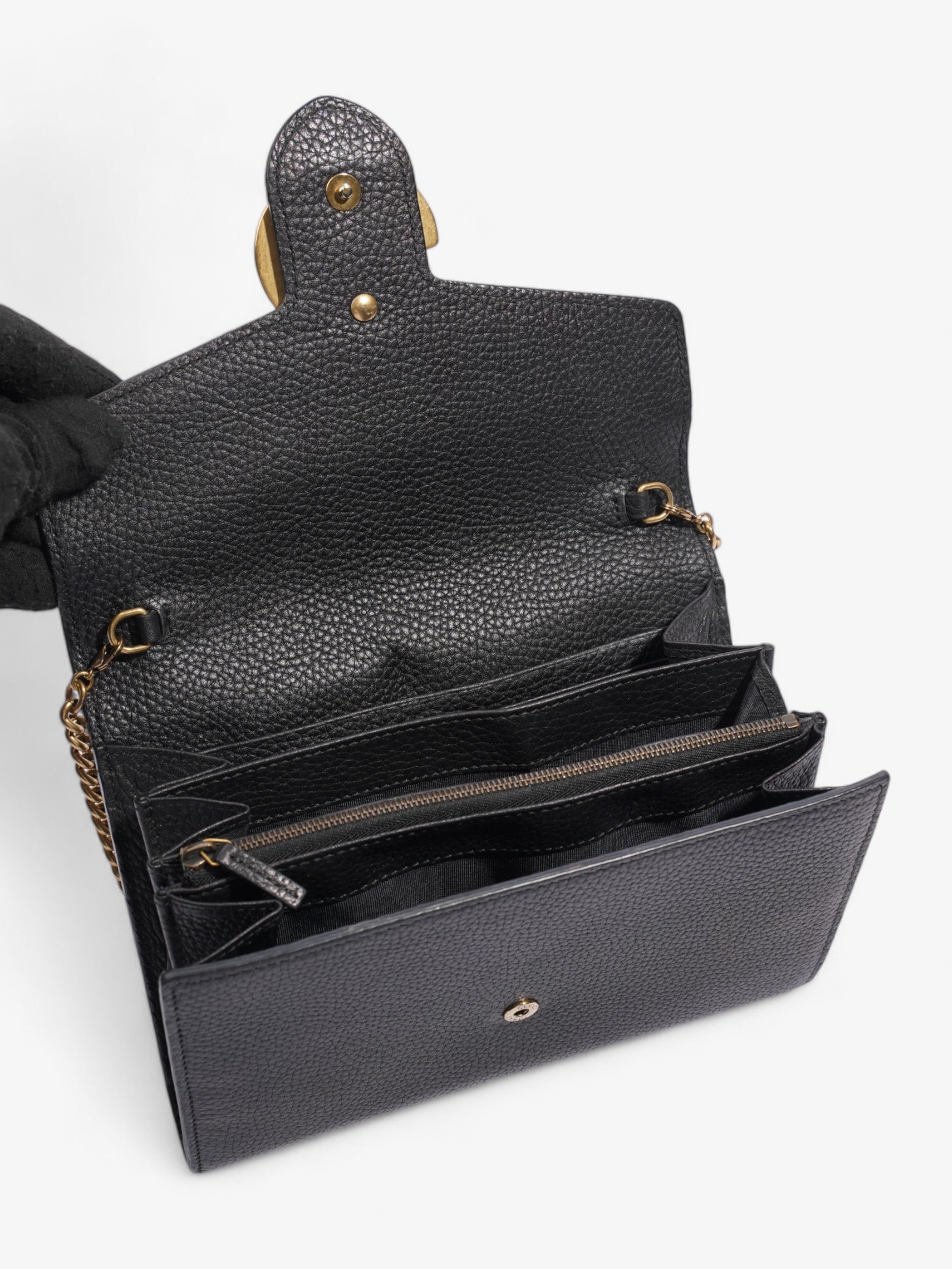 Gucci GG Marmont Chain Wallet Black Leather