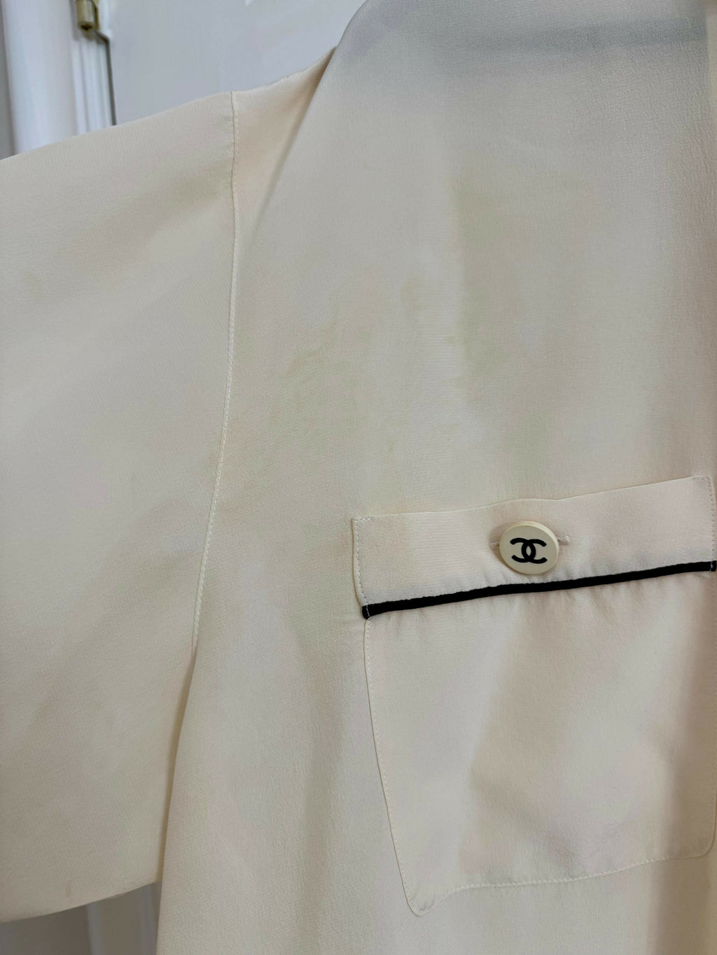 Rare Vintage Chanel Cream Silk Blouse