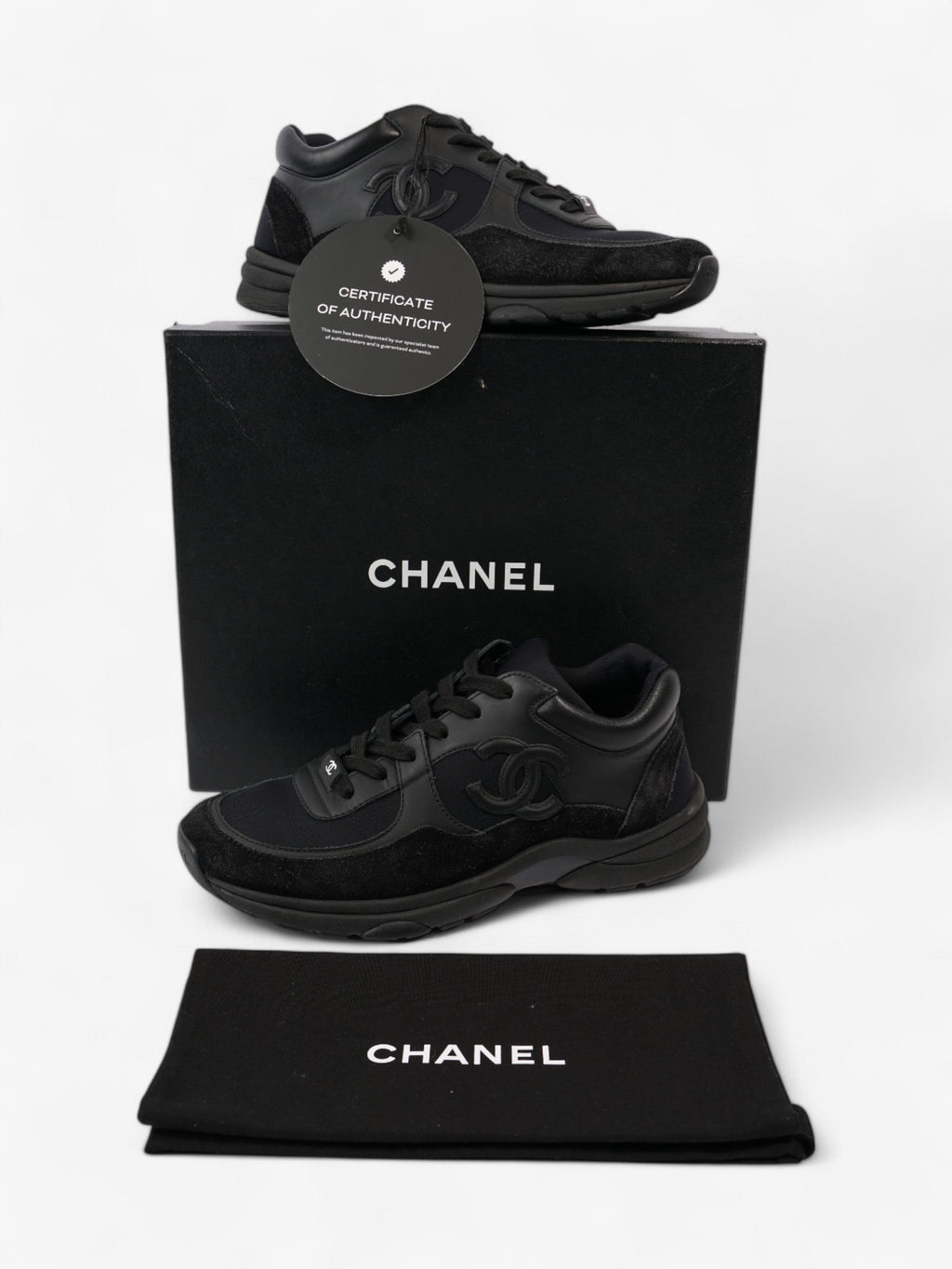 Chanel CC Logo Sneakers Black Suede EU 39 UK 6