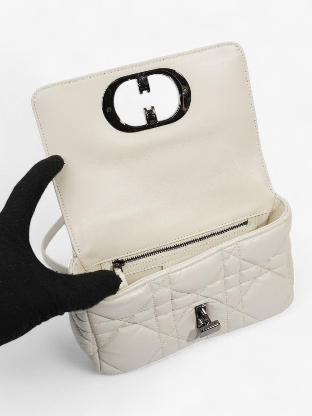Christian Dior Caro Latte Dior Calfskin Leather Small
