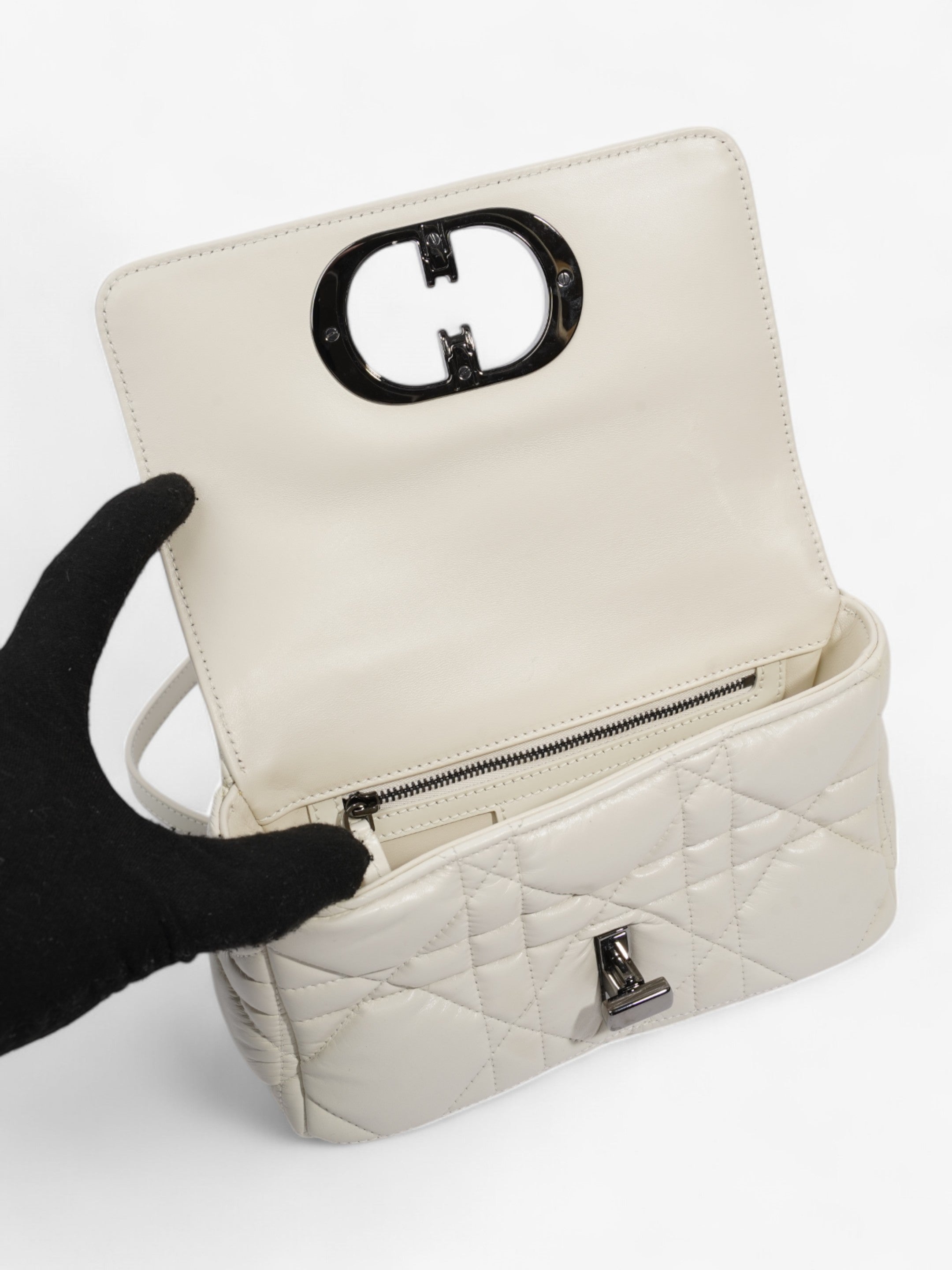 Christian Dior Caro Latte Dior Calfskin Leather Small
