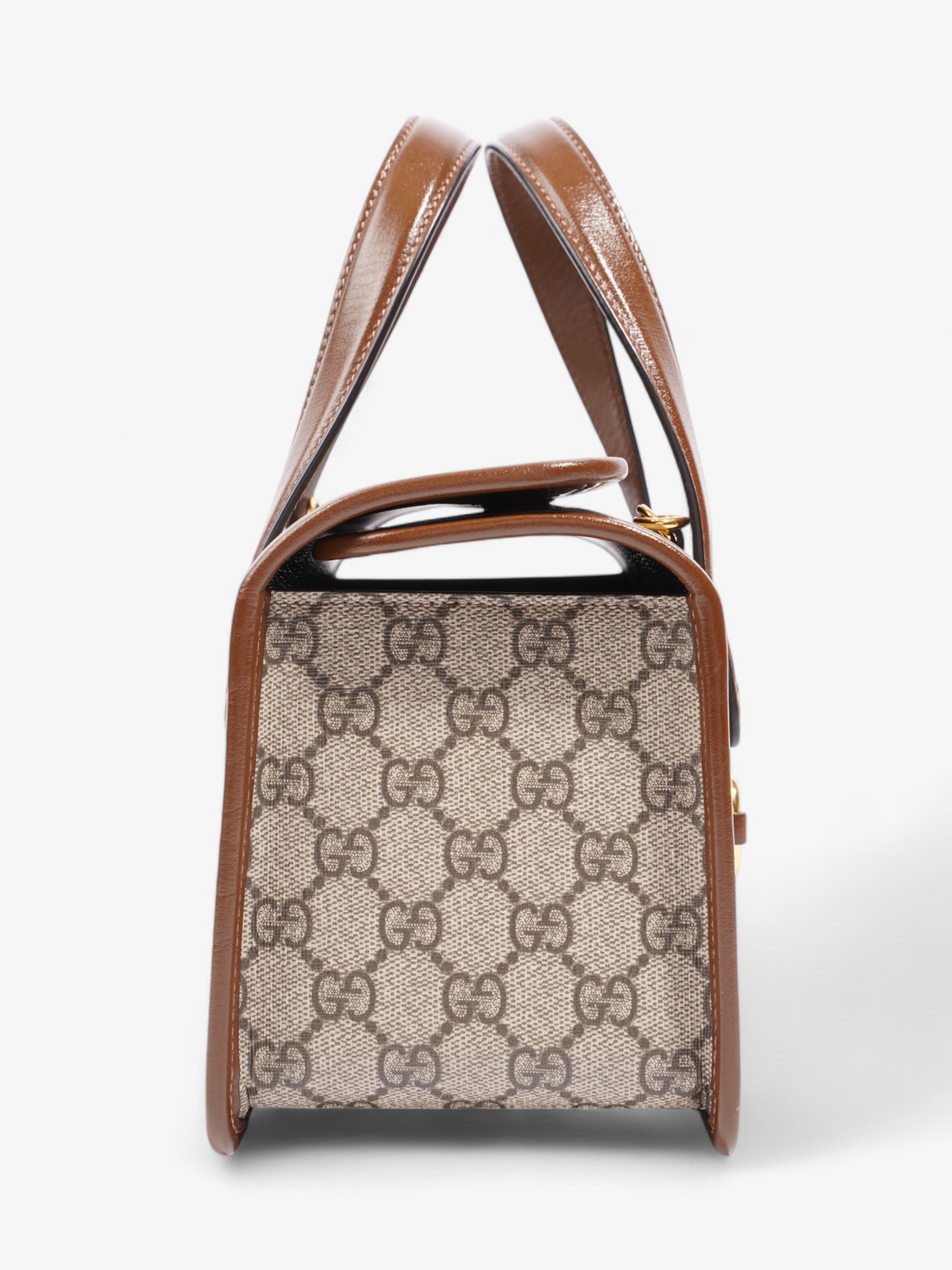 Gucci Horsebit 1955 Top Handle GG Supreme / Brown Coated Canvas Mini