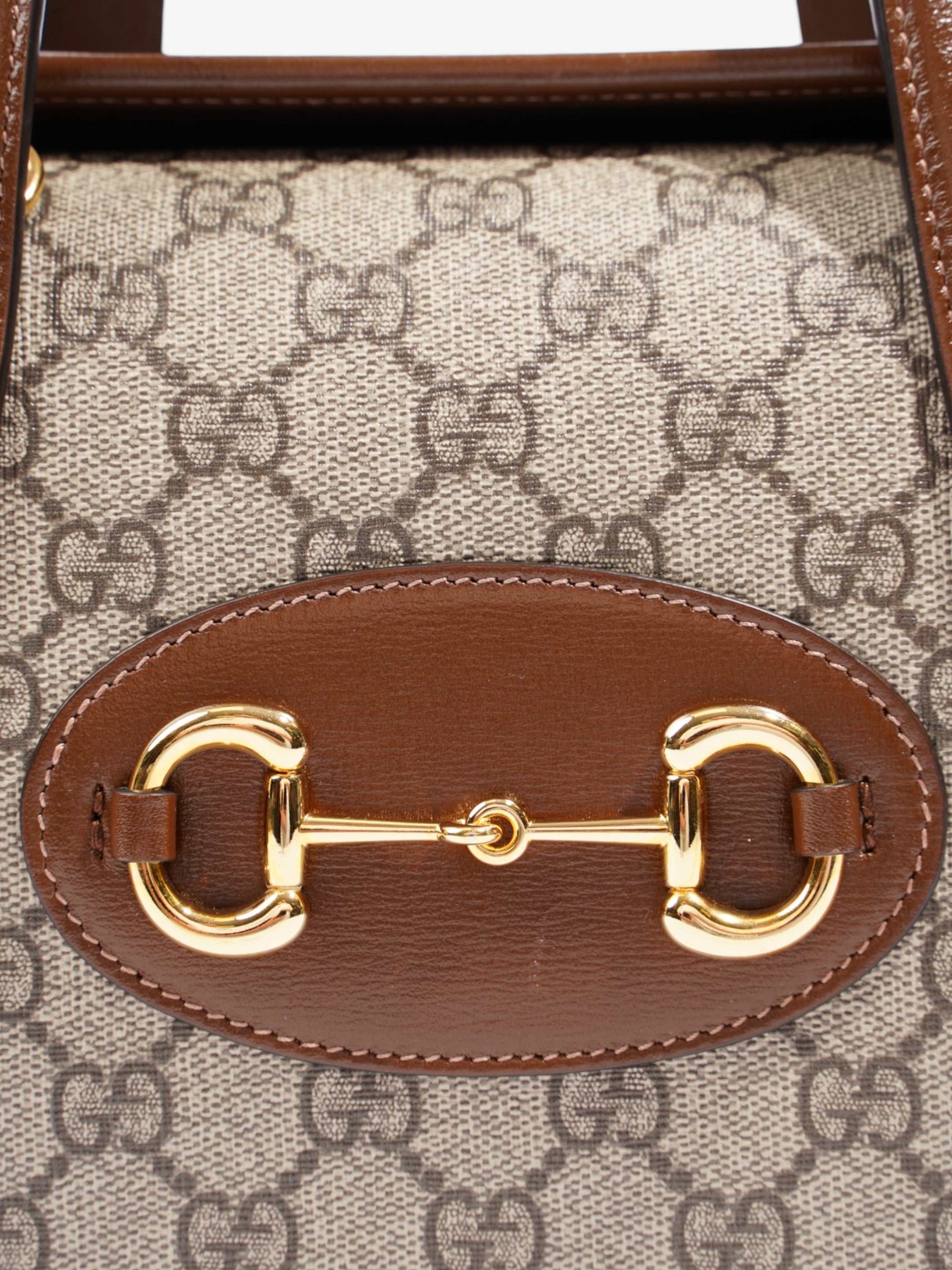 Gucci Horsebit 1955 Top Handle GG Supreme / Brown Coated Canvas Mini