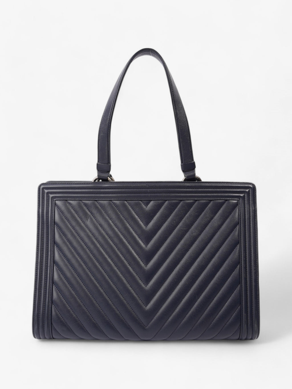 Chanel Boy Tote Navy Blue Lambskin Leather