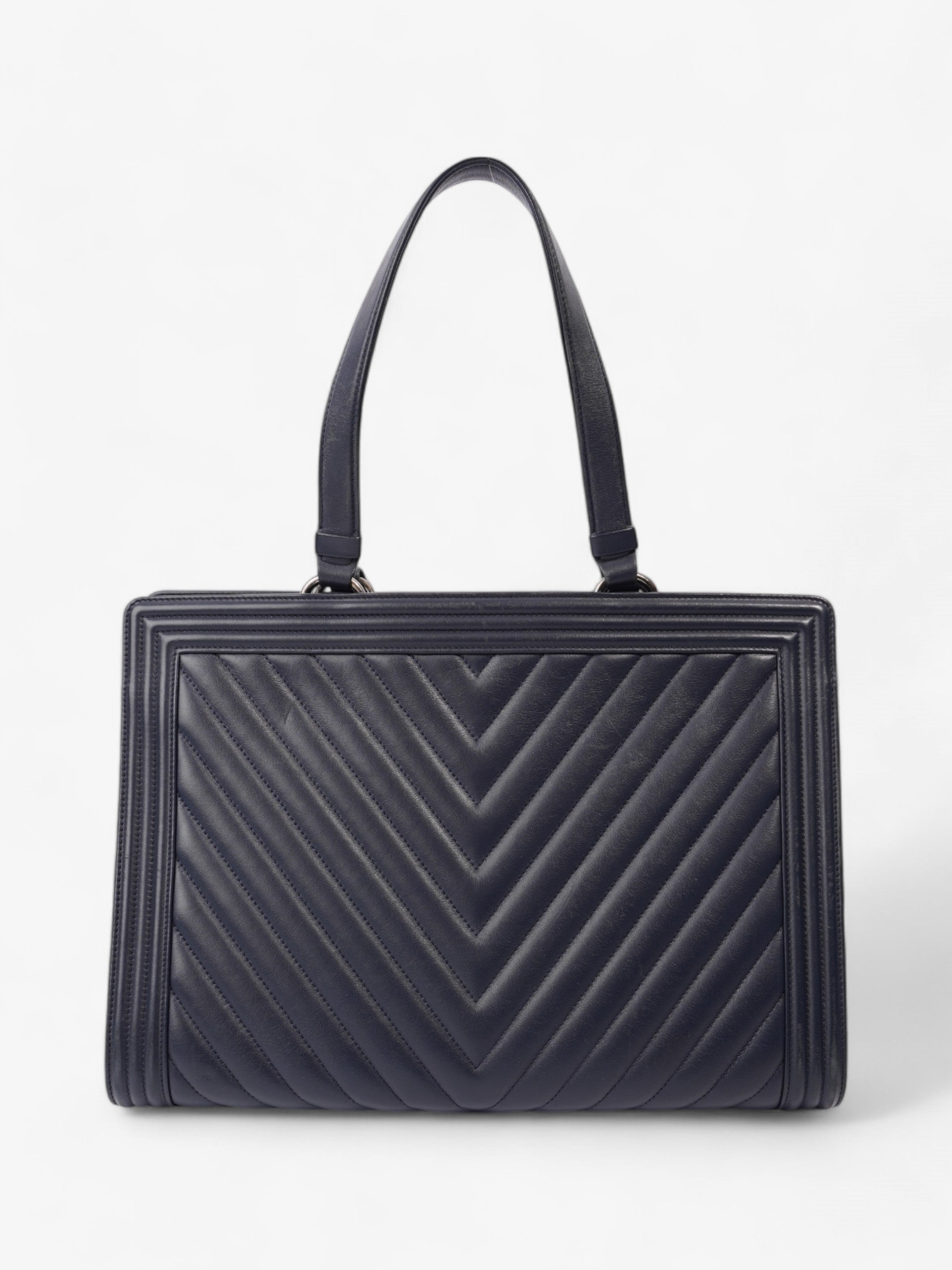 Chanel Boy Tote Navy Blue Lambskin Leather