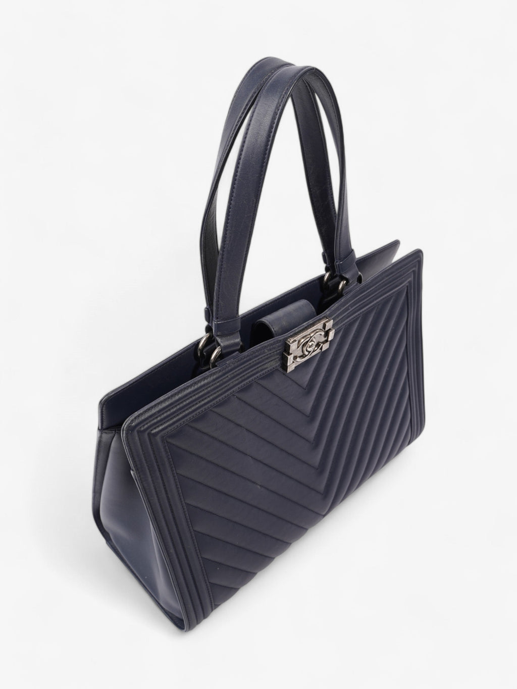 Chanel Boy Tote Navy Blue Lambskin Leather
