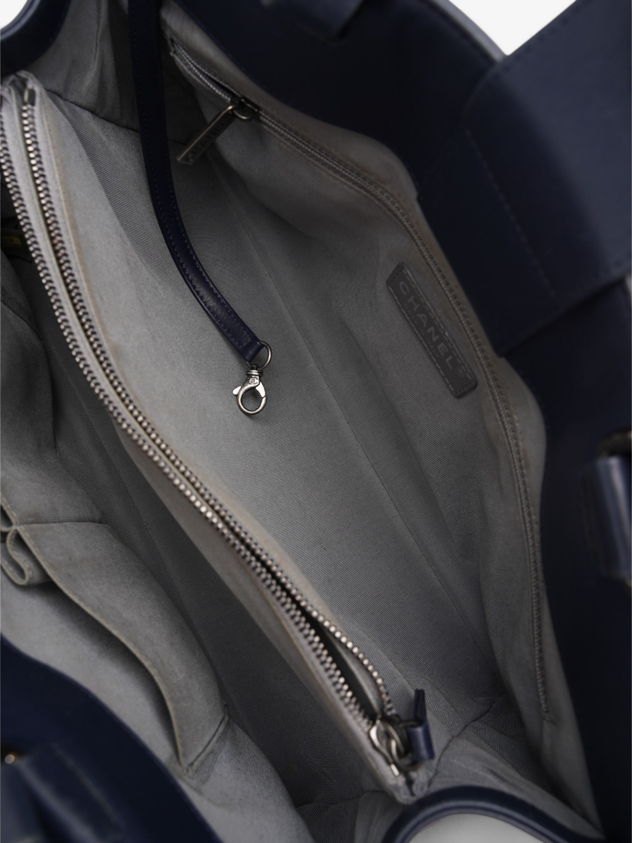 Chanel Boy Tote Navy Blue Lambskin Leather
