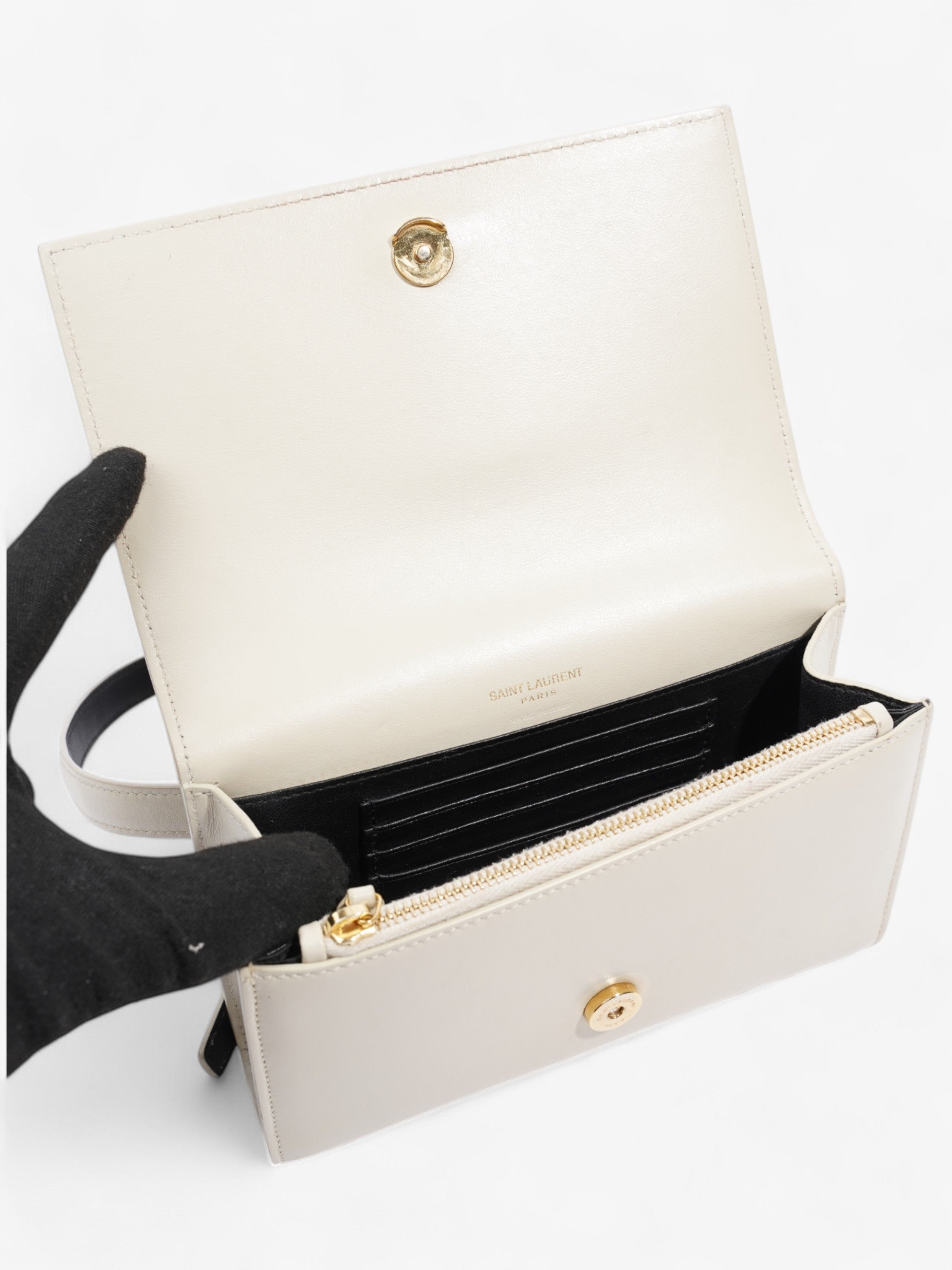 Saint Laurent Kate Belt Bag Cream Calfskin Leather