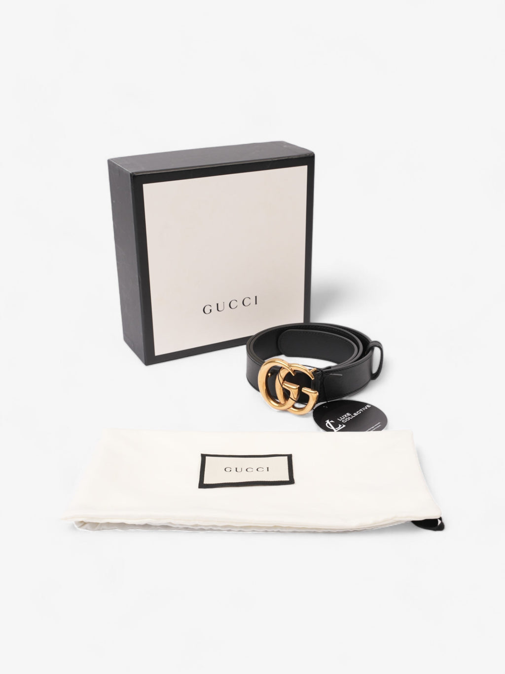 Gucci GG Marmont Belt Black / Gold Leather 75cm / 30"