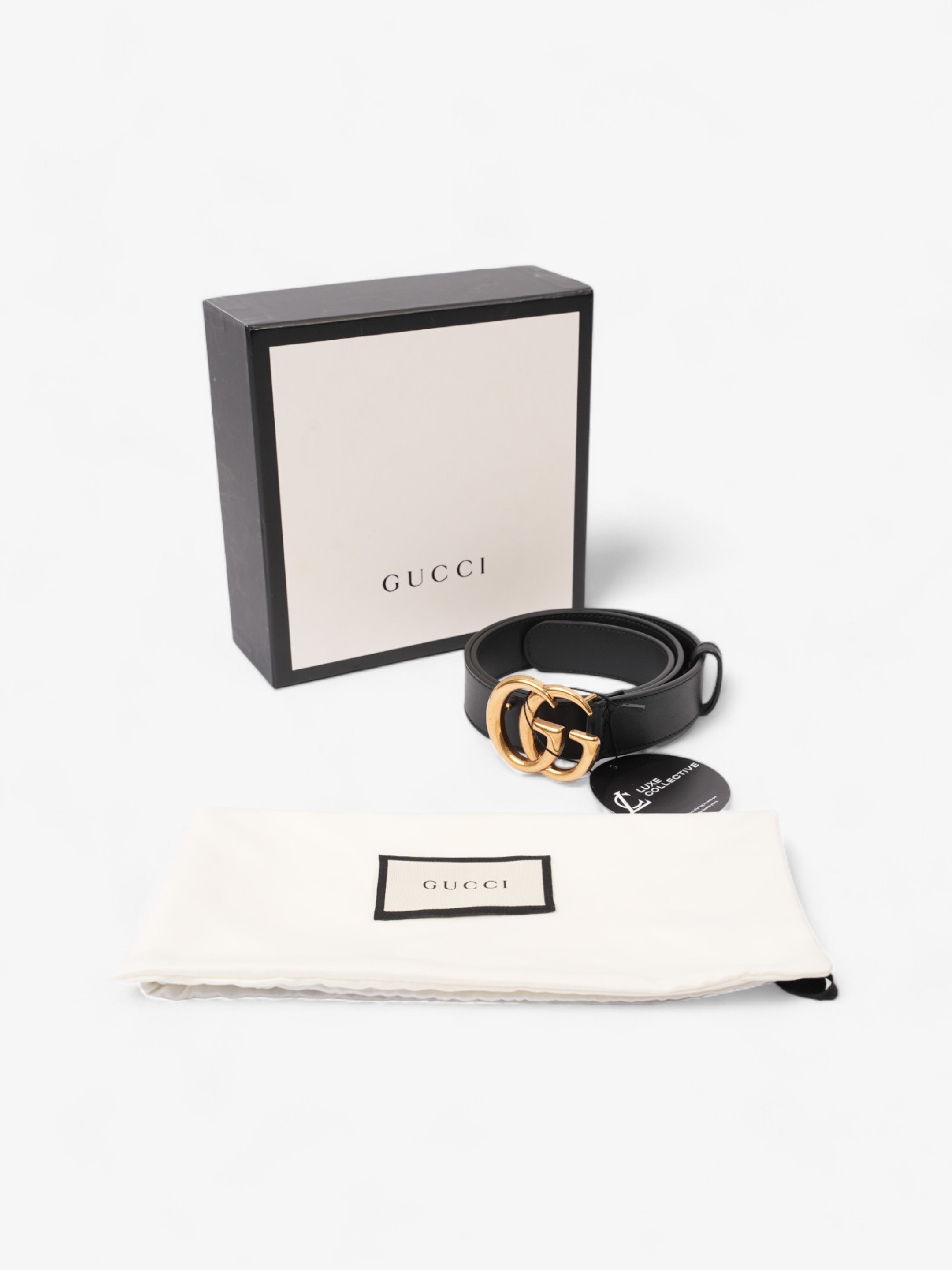 Gucci GG Marmont Belt Black / Gold Leather 75cm / 30"