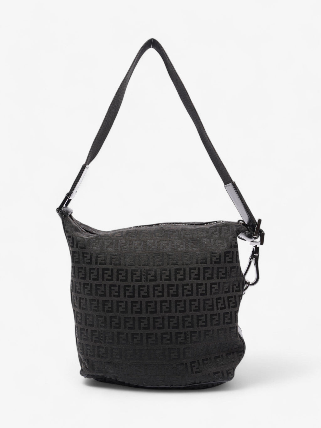 Fendi Zucchino Shoulder Bag Black Canvas