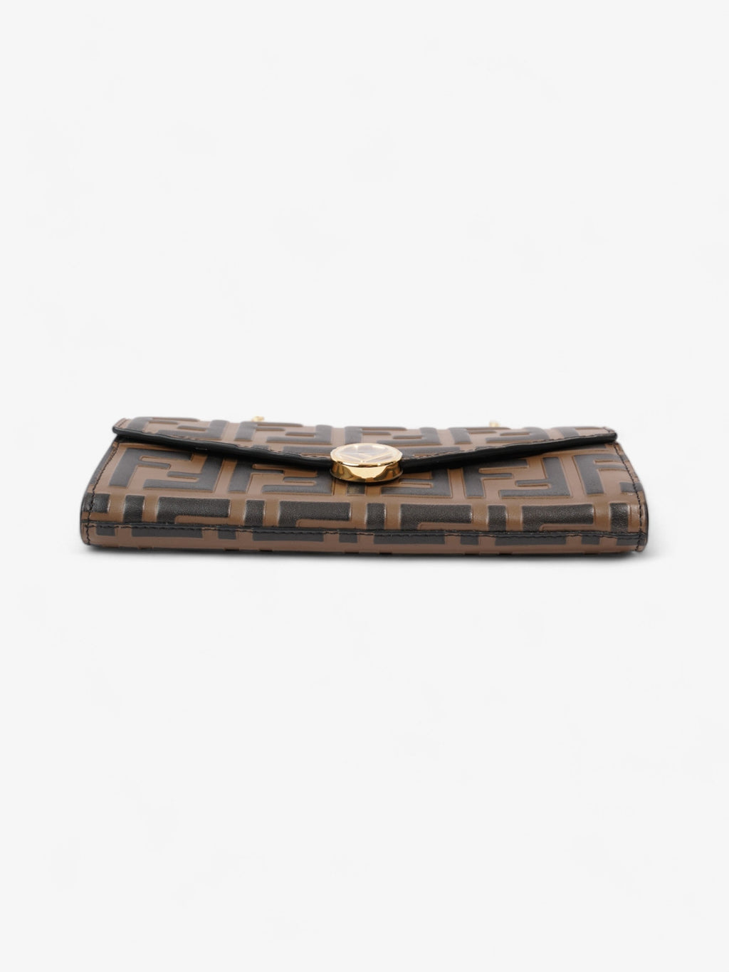 Fendi FF Circle Continental With Chain Brown / Black Calfskin Leather
