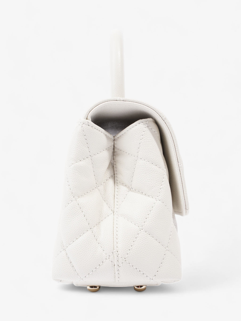 Chanel Coco Top Handle White Caviar Leather Mini