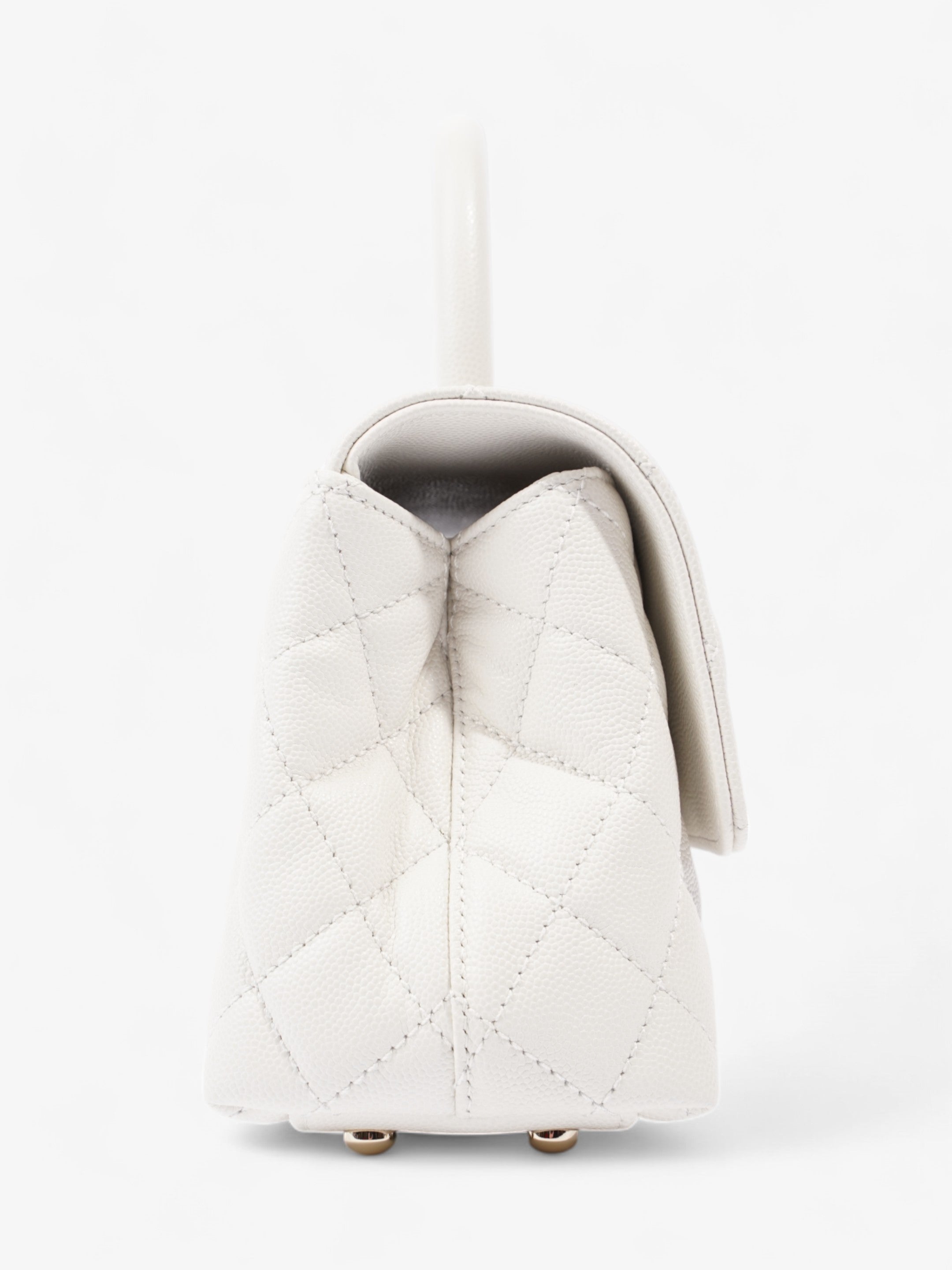 Chanel Coco Top Handle White Caviar Leather Mini