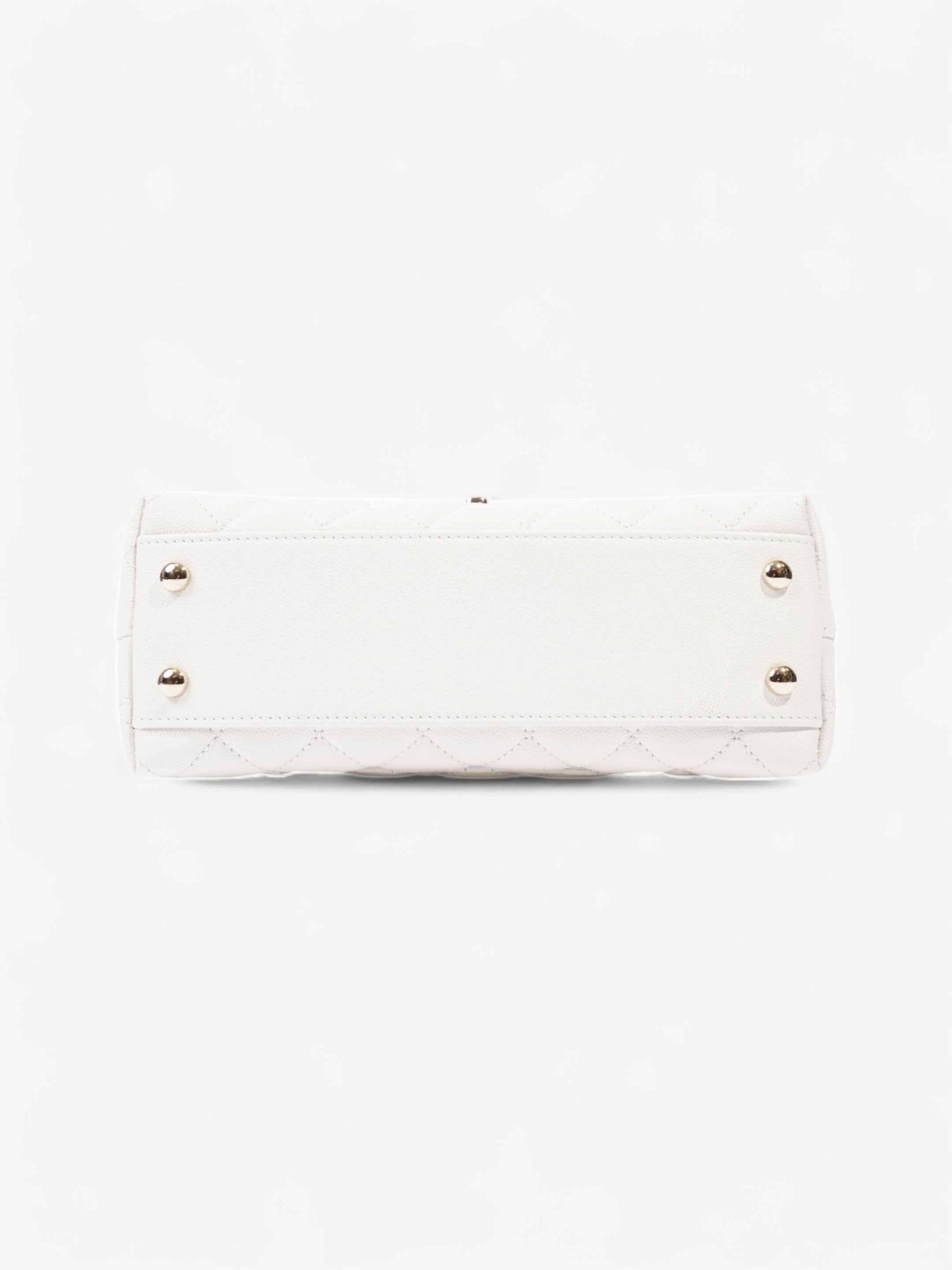 Chanel Coco Top Handle White Caviar Leather Mini
