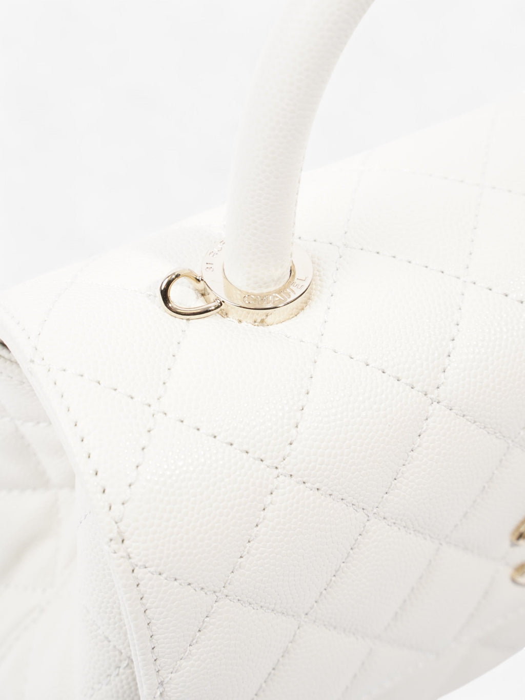 Chanel Coco Top Handle White Caviar Leather Mini
