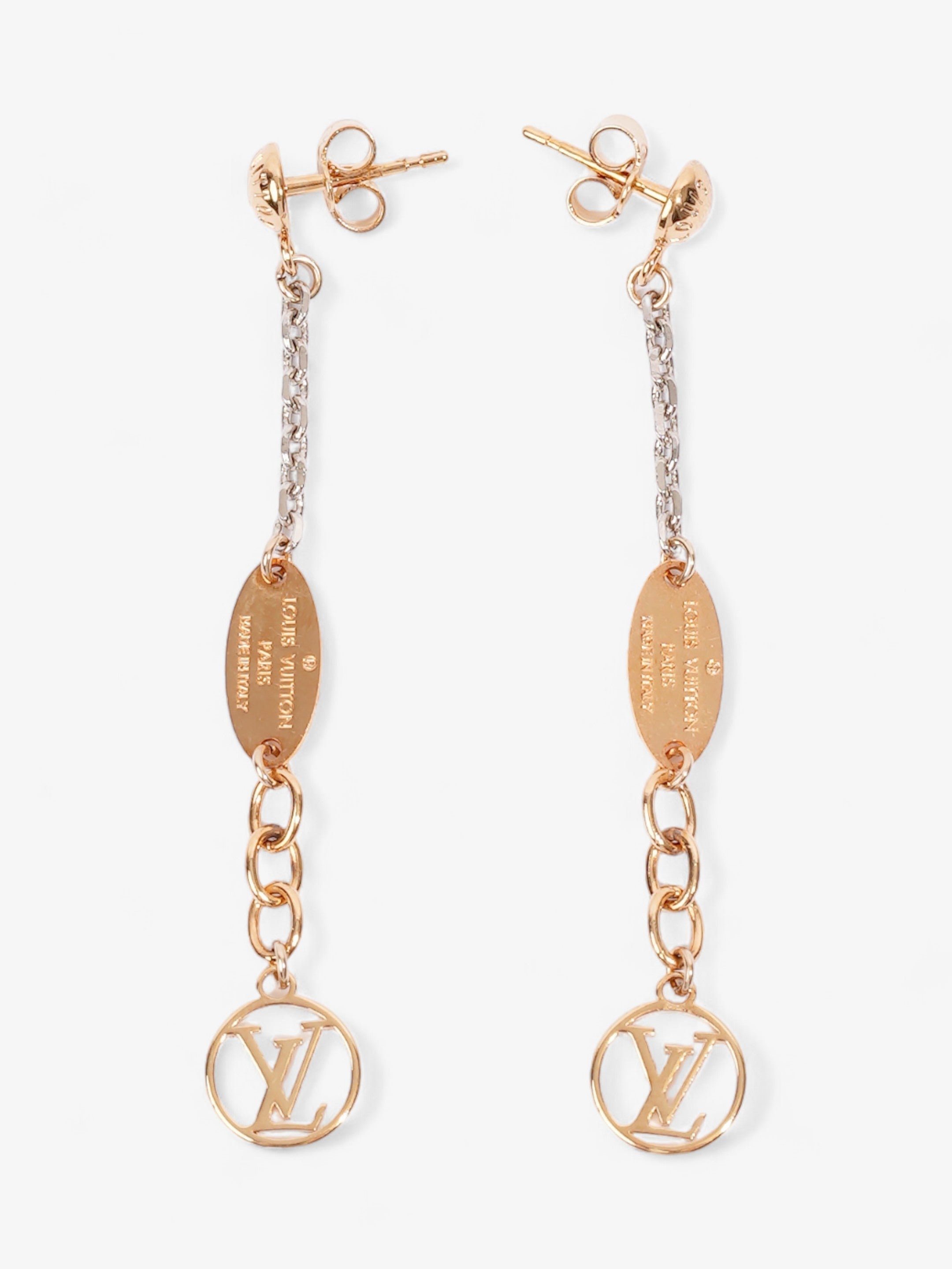 Louis Vuitton Logomania Earrings Silver / Gold Brass