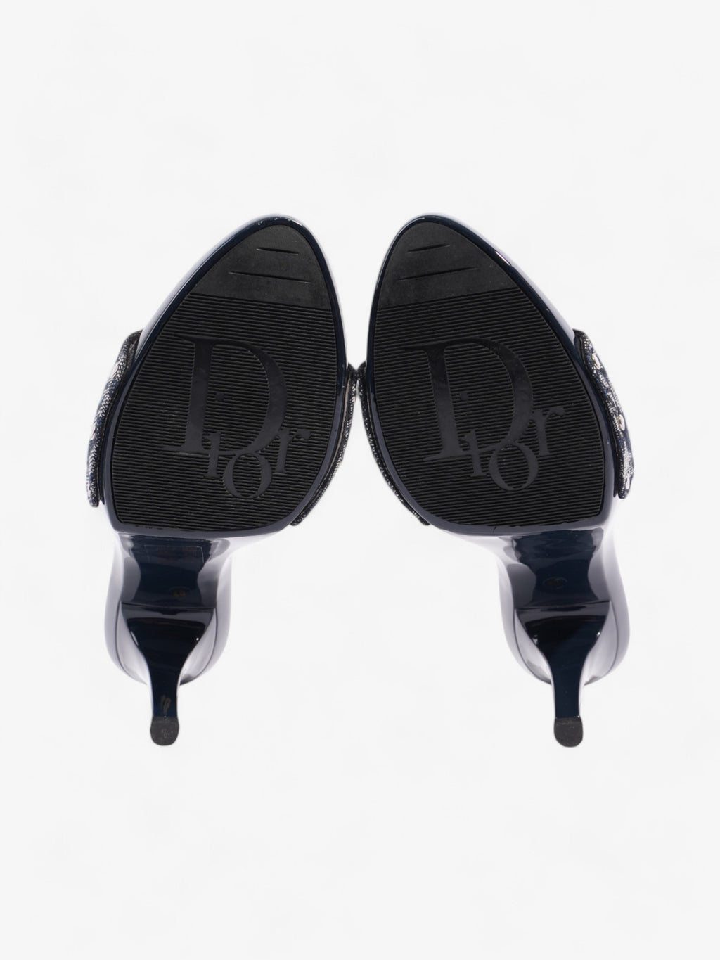 Christian Dior Monogram CD Buckle Heels 80 Navy Monogram Cloth EU 40 UK 7