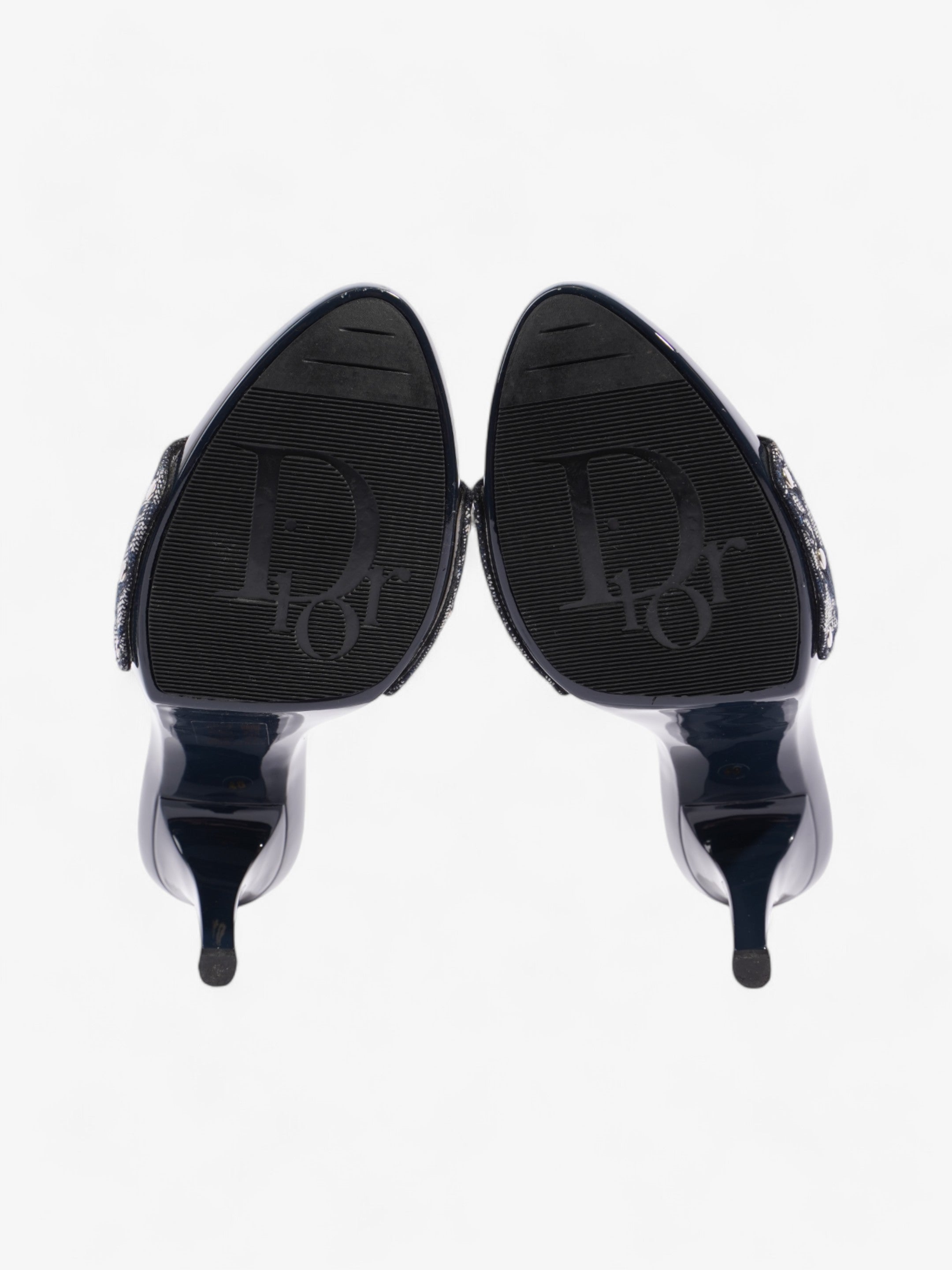 Christian Dior Monogram CD Buckle Heels 80 Navy Monogram Cloth EU 40 UK 7