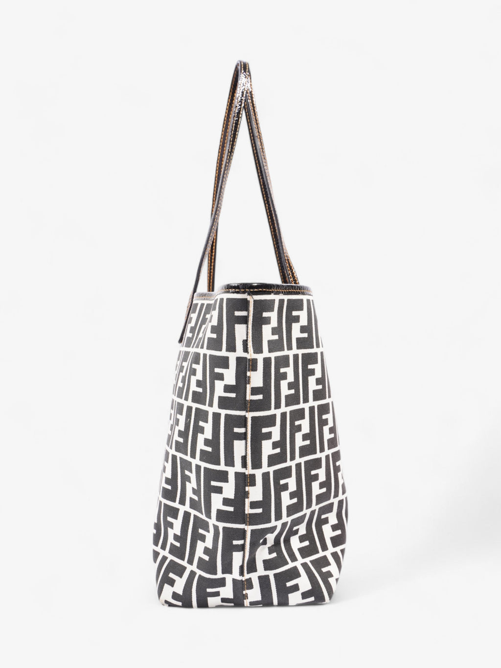 Fendi FF Roll Tote White / Black Canvas