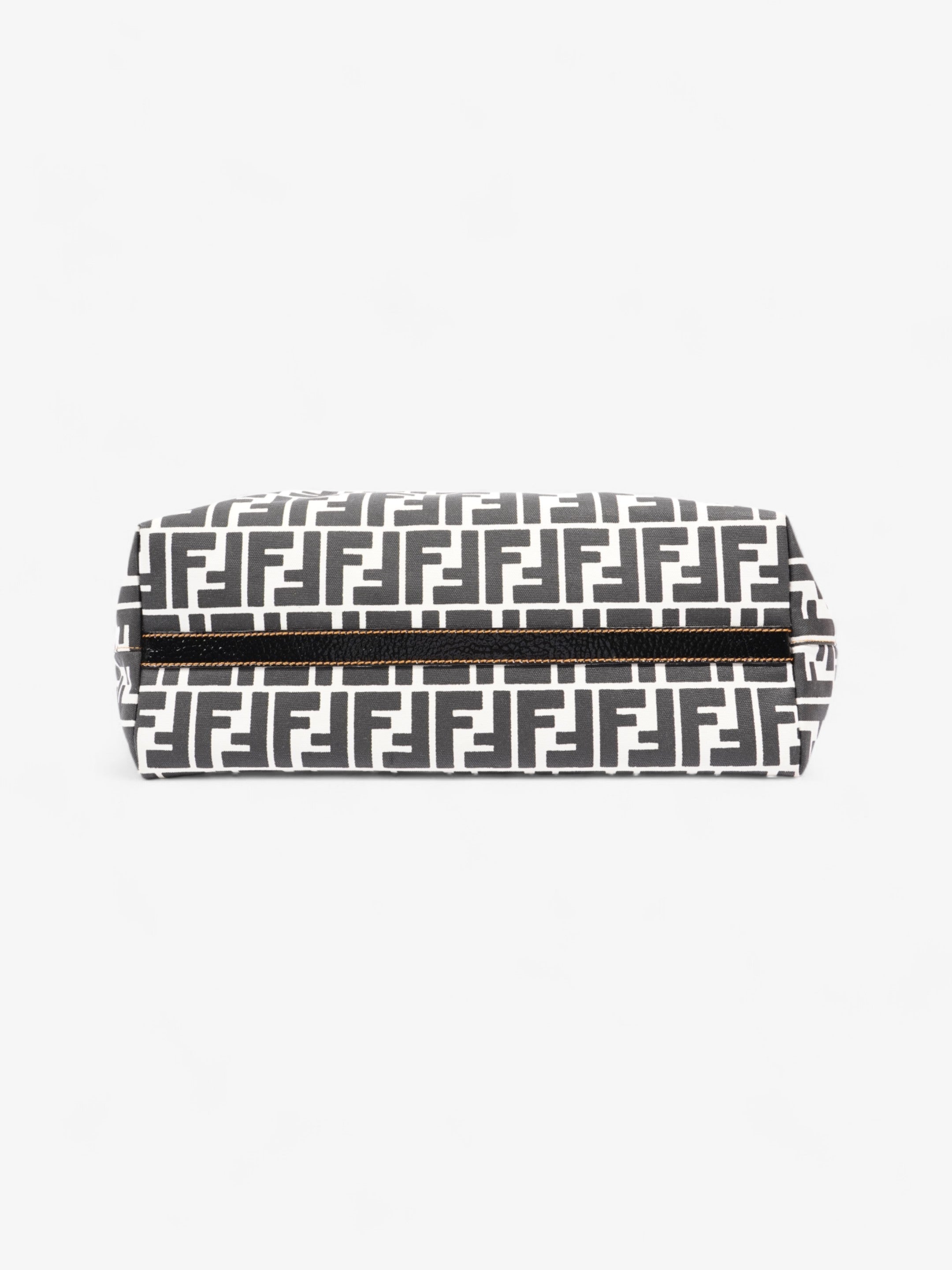Fendi FF Roll Tote White / Black Canvas