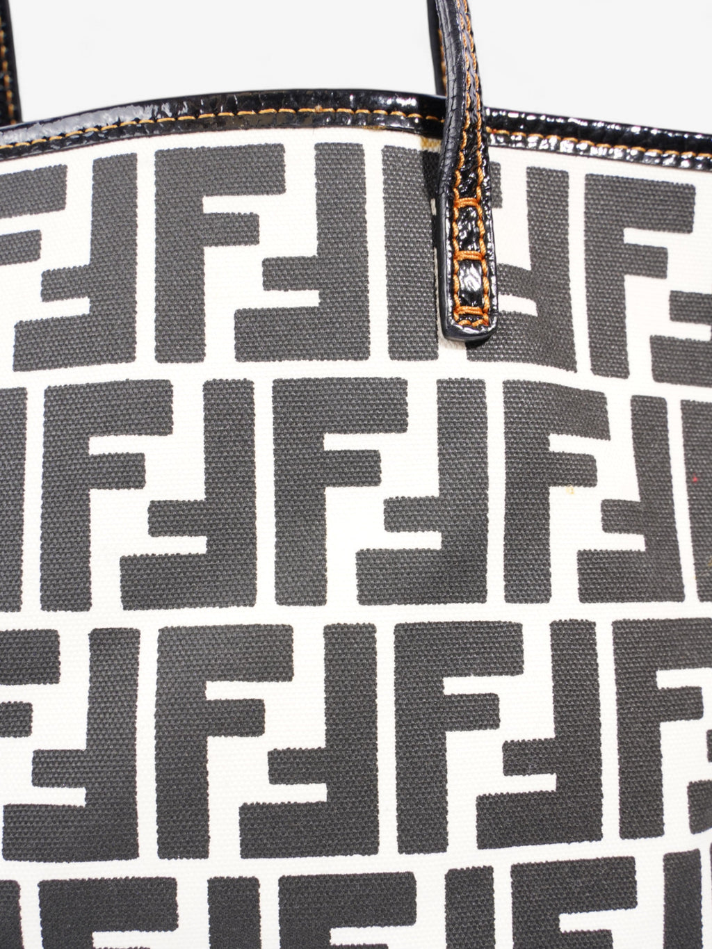 Fendi FF Roll Tote White / Black Canvas