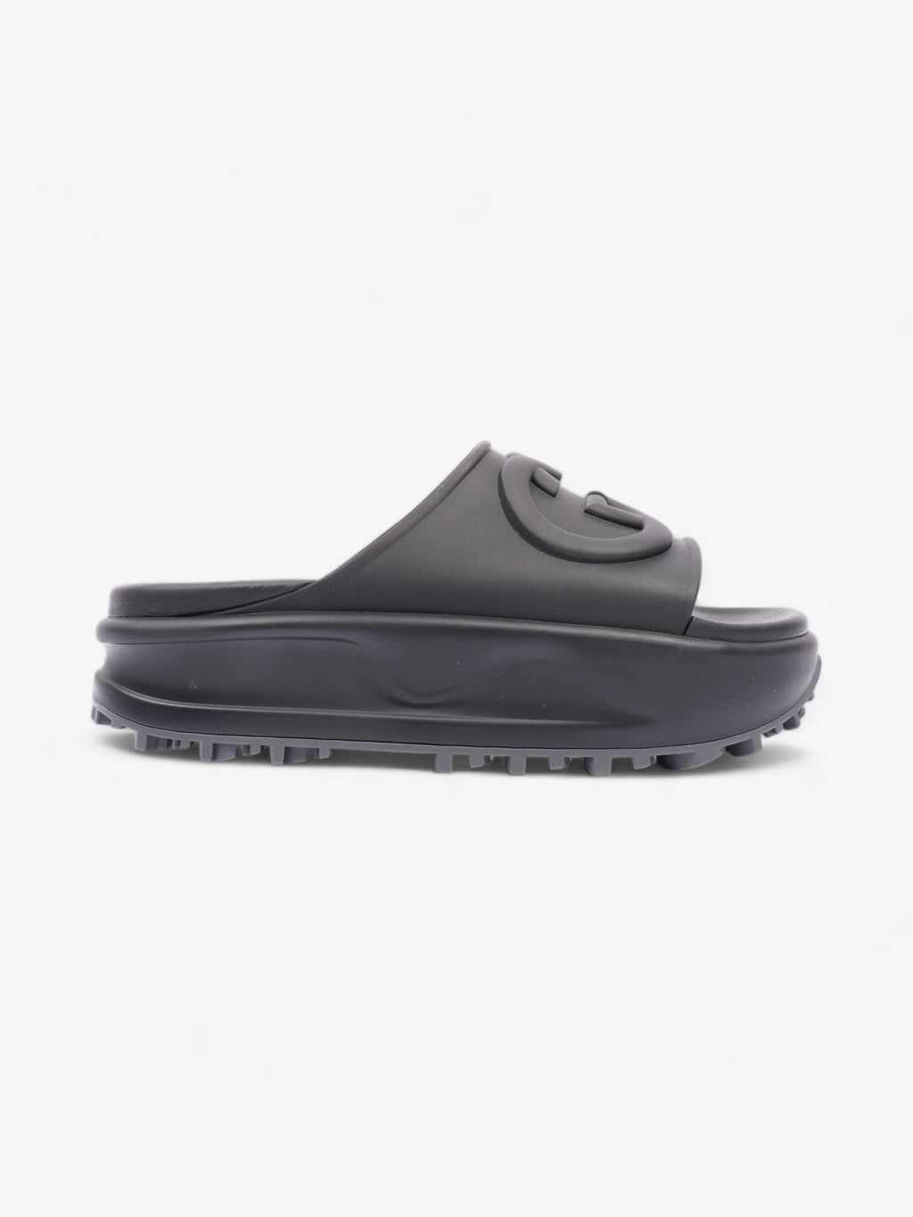 Gucci GG Platform Slides Black Rubber EU 35 UK 2