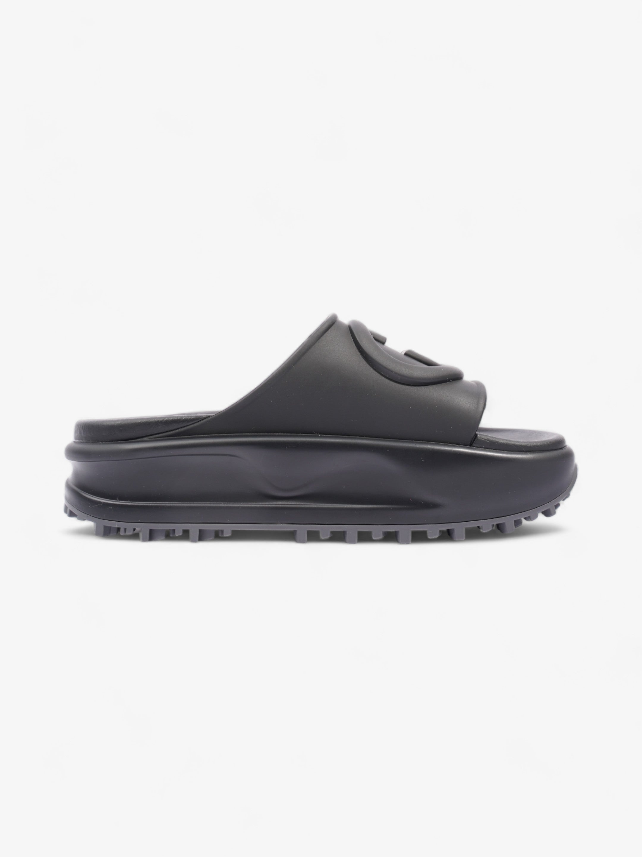 Gucci GG Platform Slides Black Rubber EU 35 UK 2