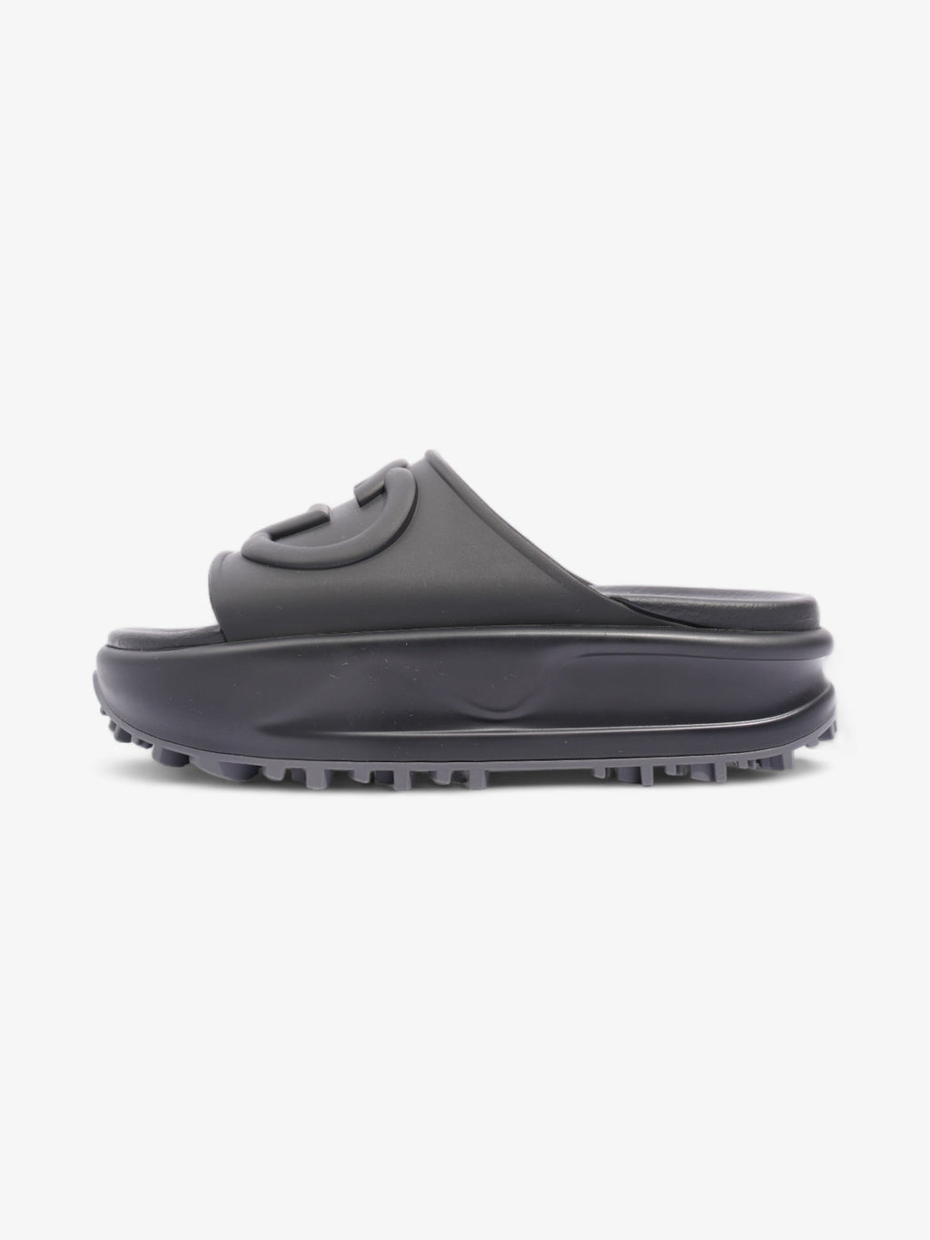 Gucci GG Platform Slides Black Rubber EU 35 UK 2