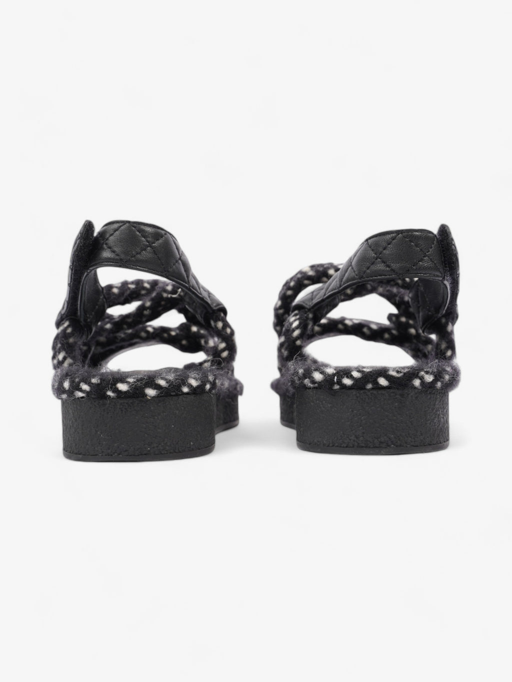 Chanel Cord Logo Sandals Black / White / Gold Lambskin Leather EU 36 UK 3