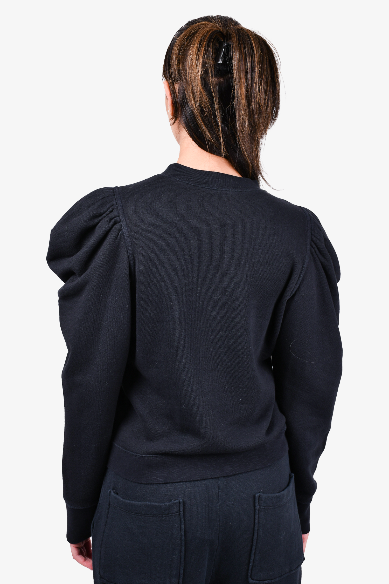 Ulla Johnson Black Puff Sleeve Sweatshirt + Sweatpant Set Size L