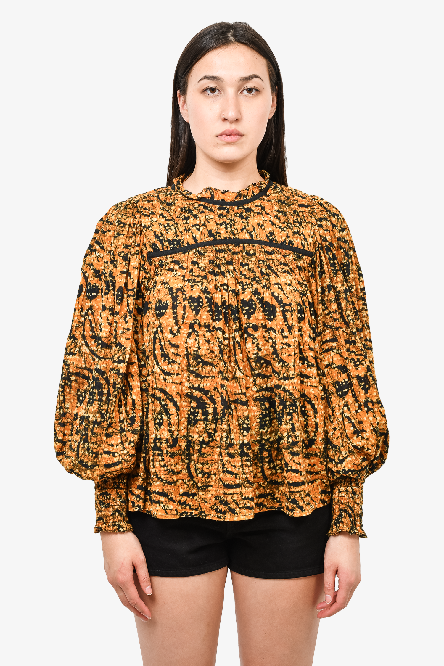 Ulla Johnson Brown/Black Long Sleeve Blouse Size 4
