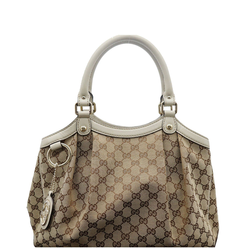 GUCCI Sukey Medium GG Canvas Tote Bag Beige 211944