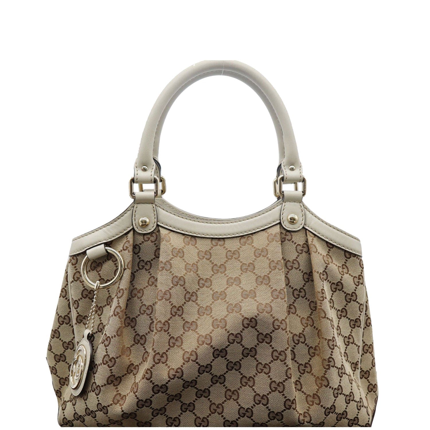 GUCCI Sukey Medium GG Canvas Tote Bag Beige 211944