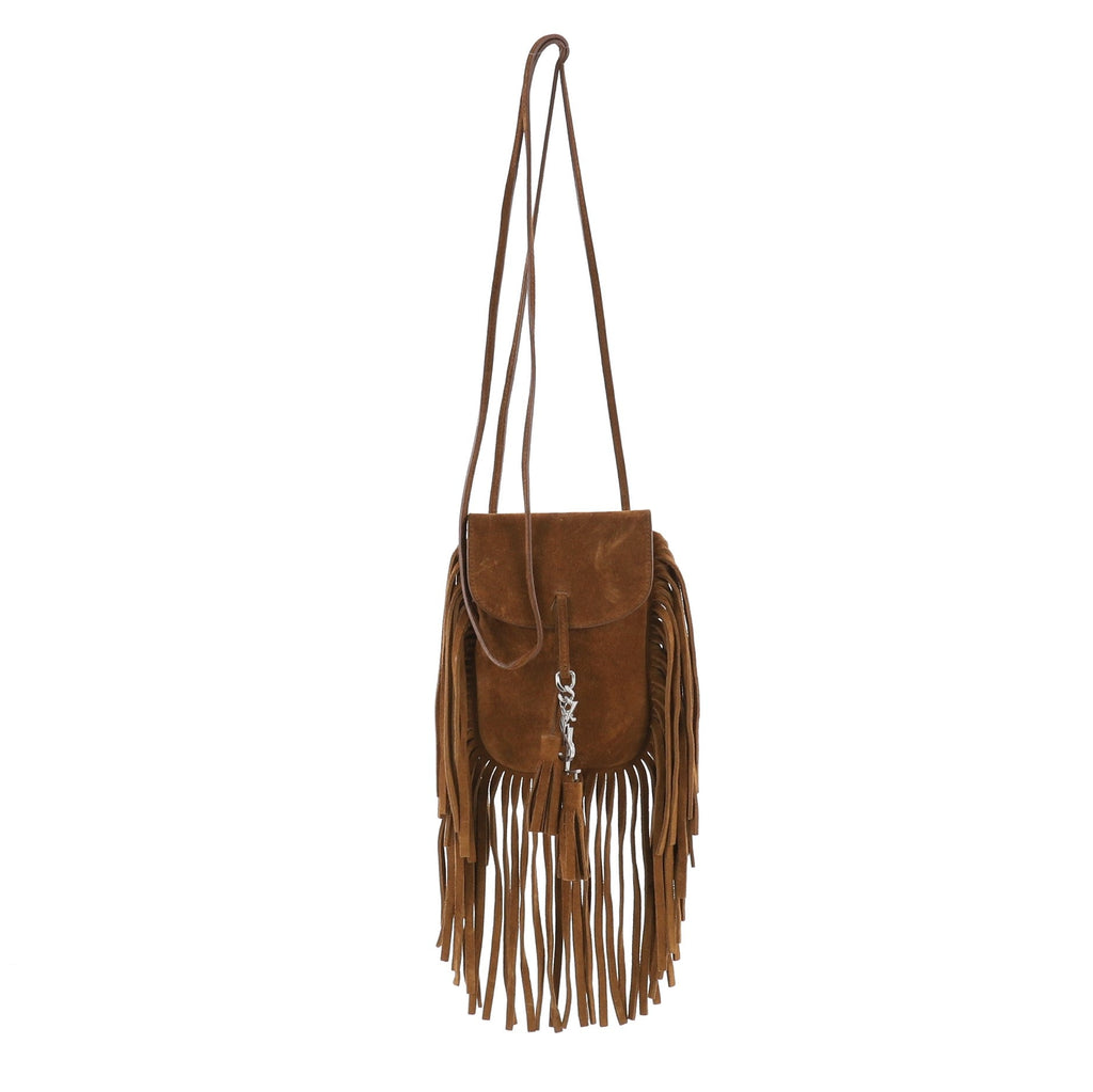 Anita Flat Fringe Crossbody Bag Suede Mini