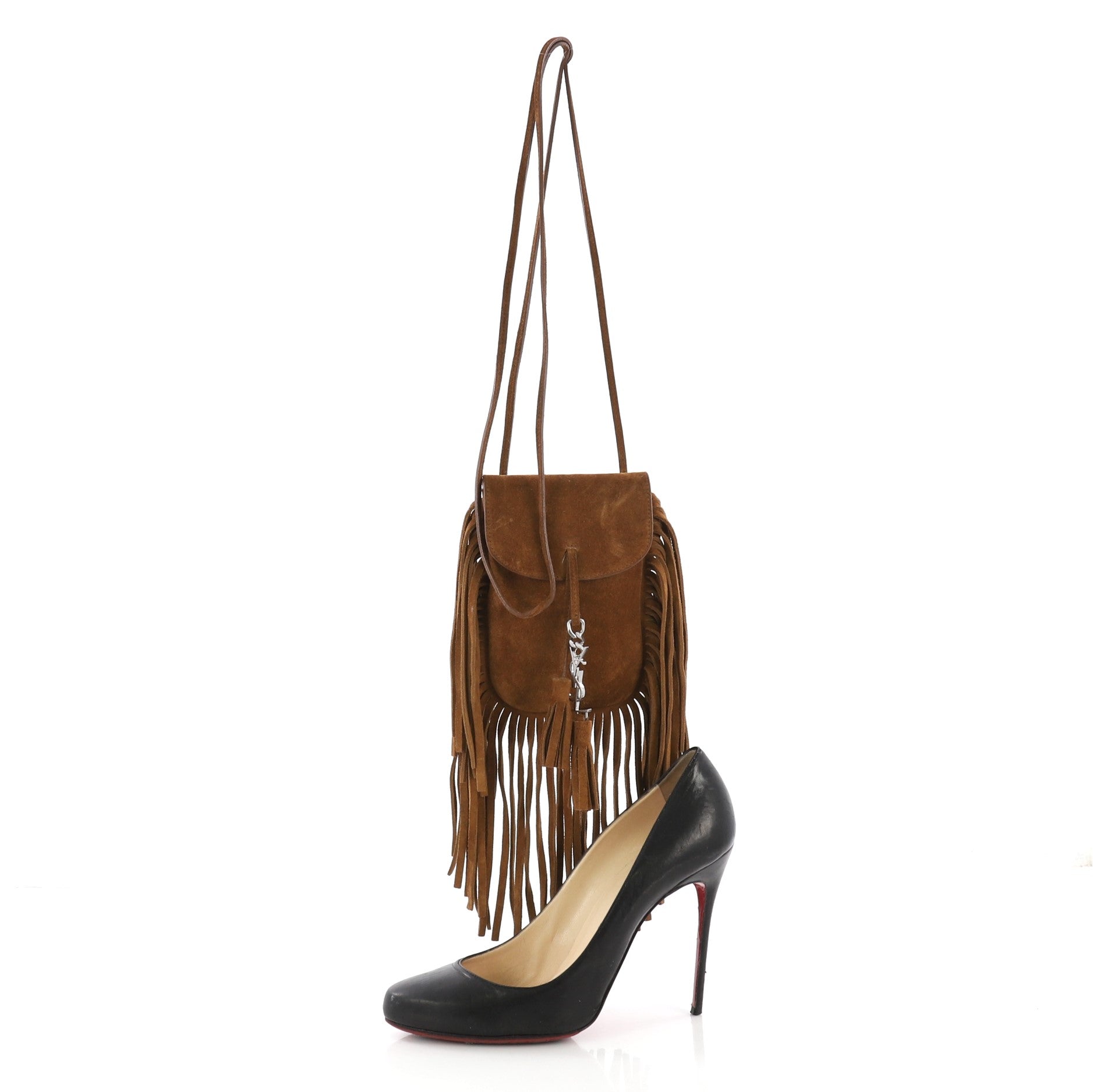 Anita Flat Fringe Crossbody Bag Suede Mini